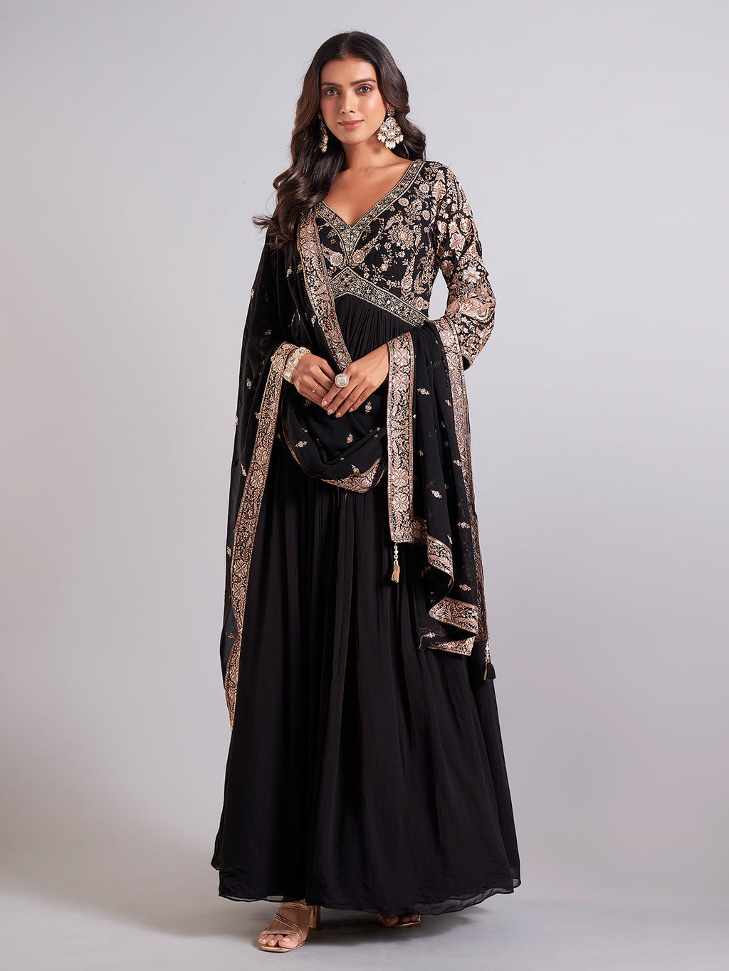 Designer Party Wear Anarkali Gown And Pent With Dupatta