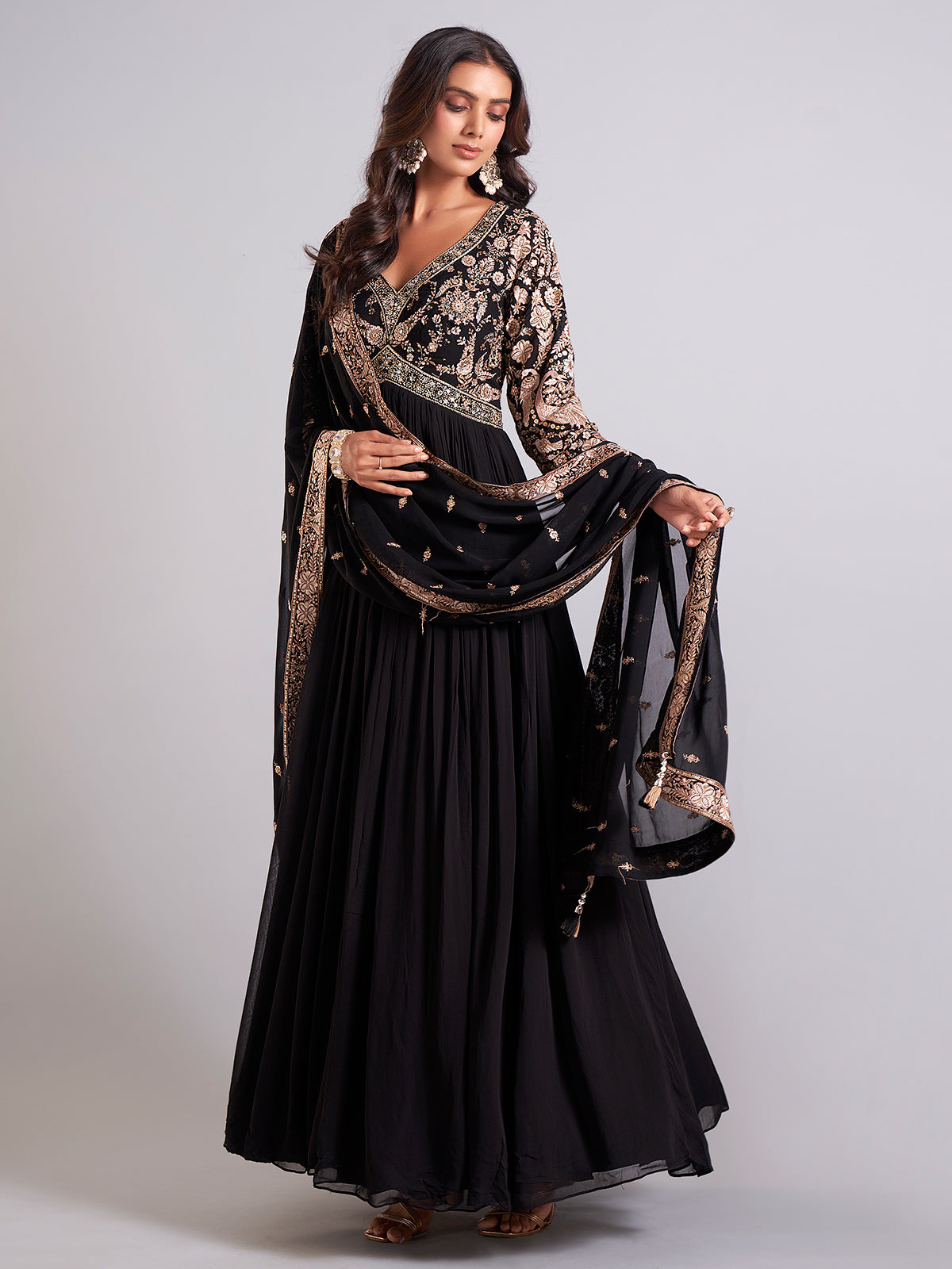 Designer Party Wear Anarkali Gown And Pent With Dupatta