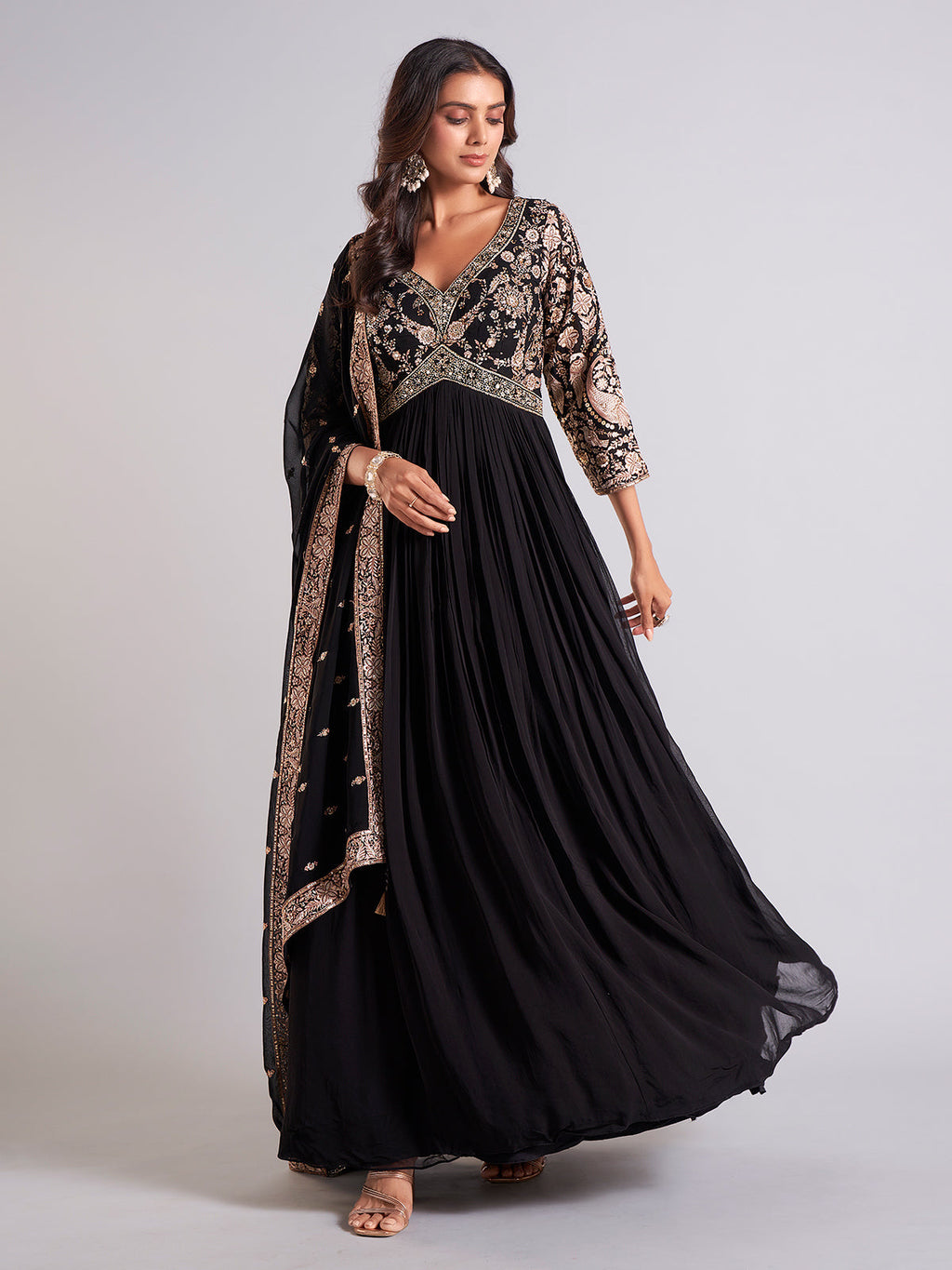 Designer Party Wear Anarkali Gown And Pent With Dupatta