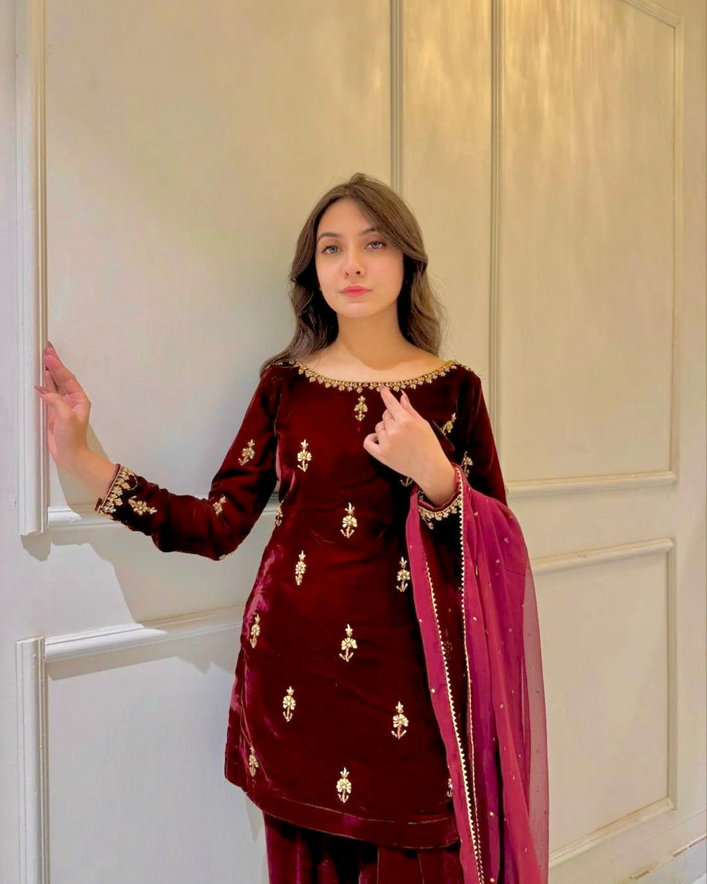 Designer Fancy Party Wear Top Pent And Dupatta