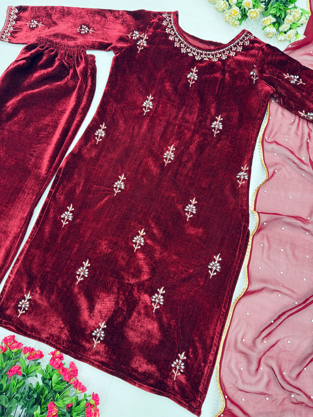 Designer Fancy Party Wear Top Pent And Dupatta