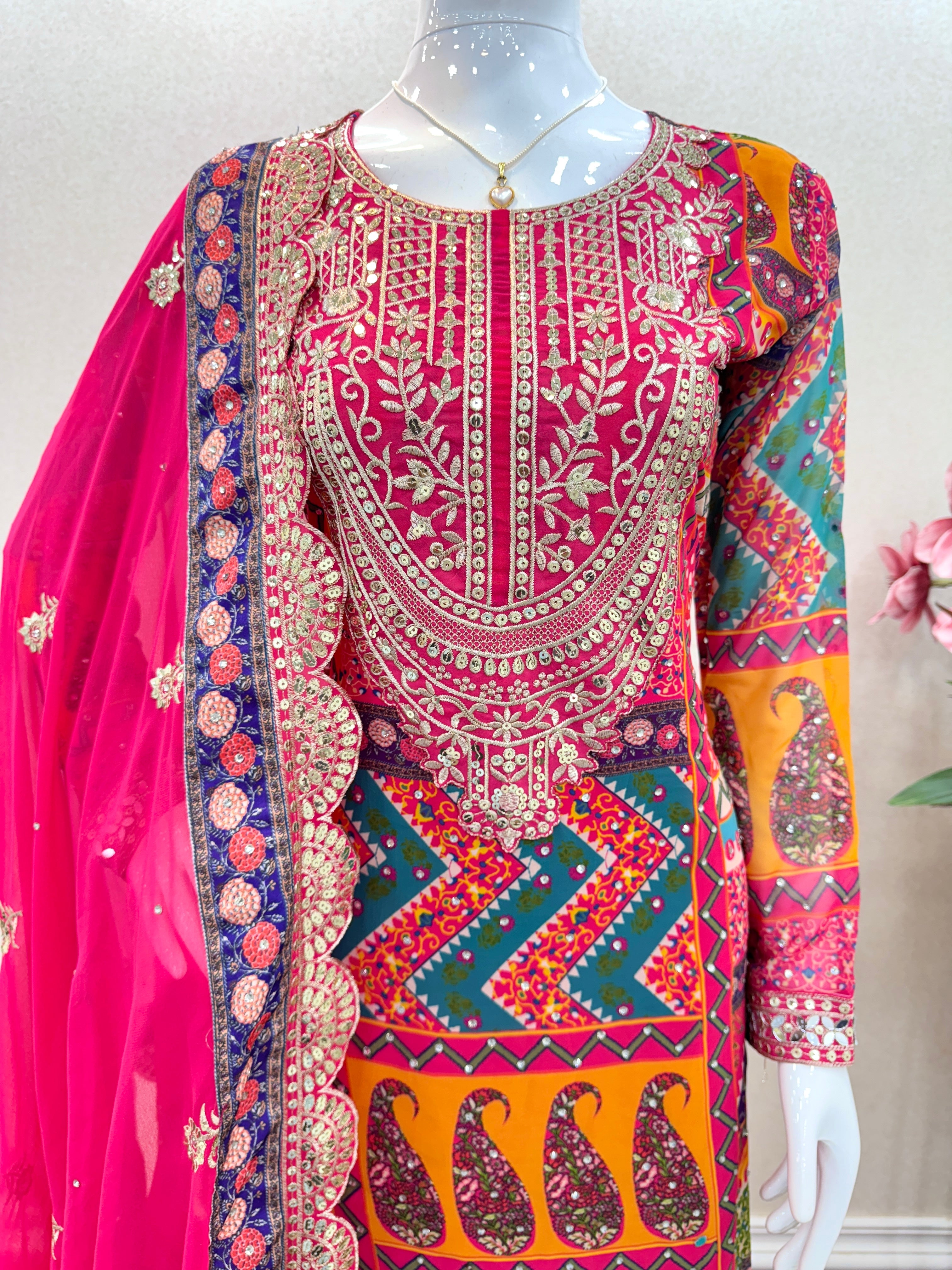Party Wear Fancy Look Top Dupatta & Dhoti Set