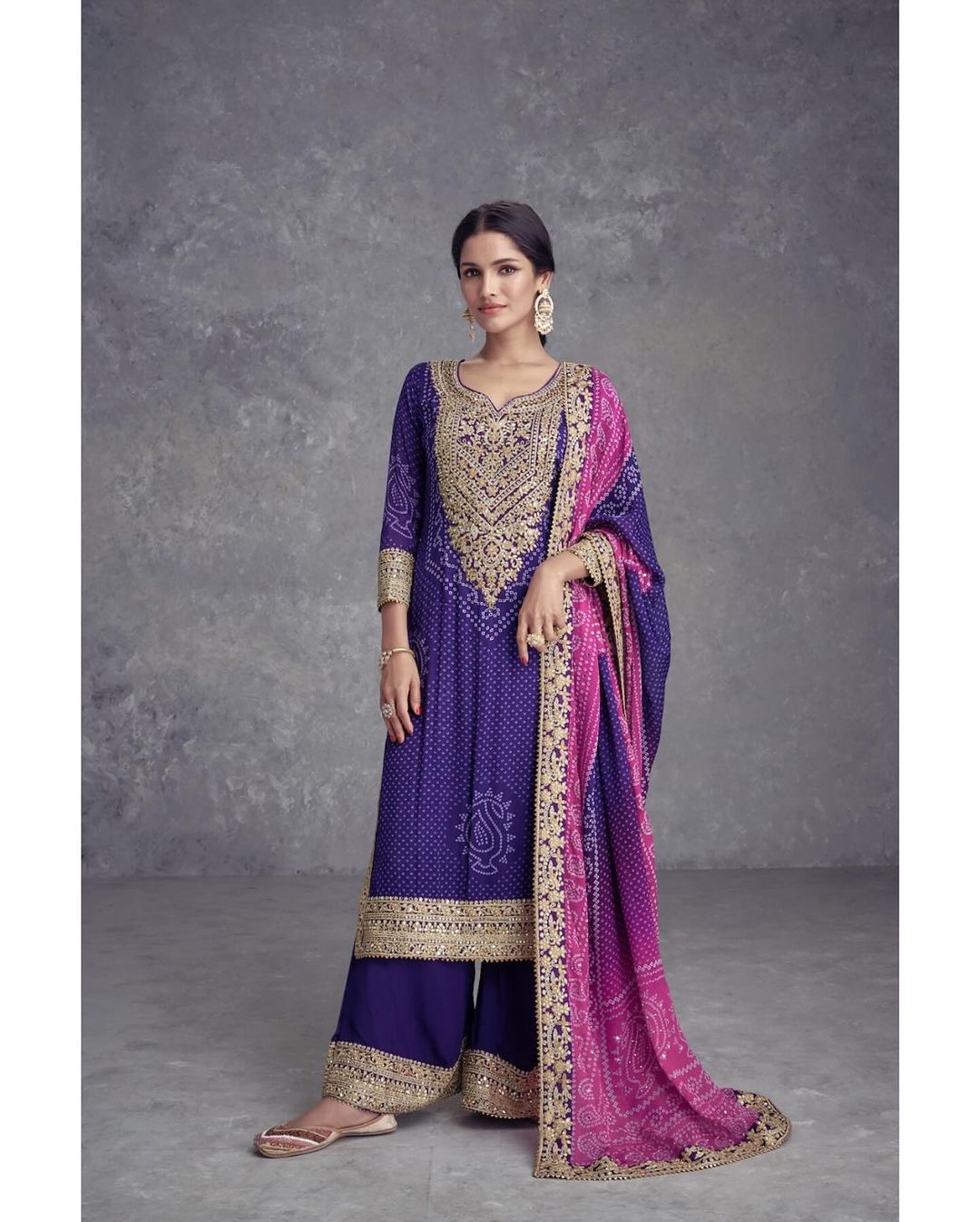 Fancy Top-Bottom And Dupatta With Digital Print And Embroidery Sequence Work