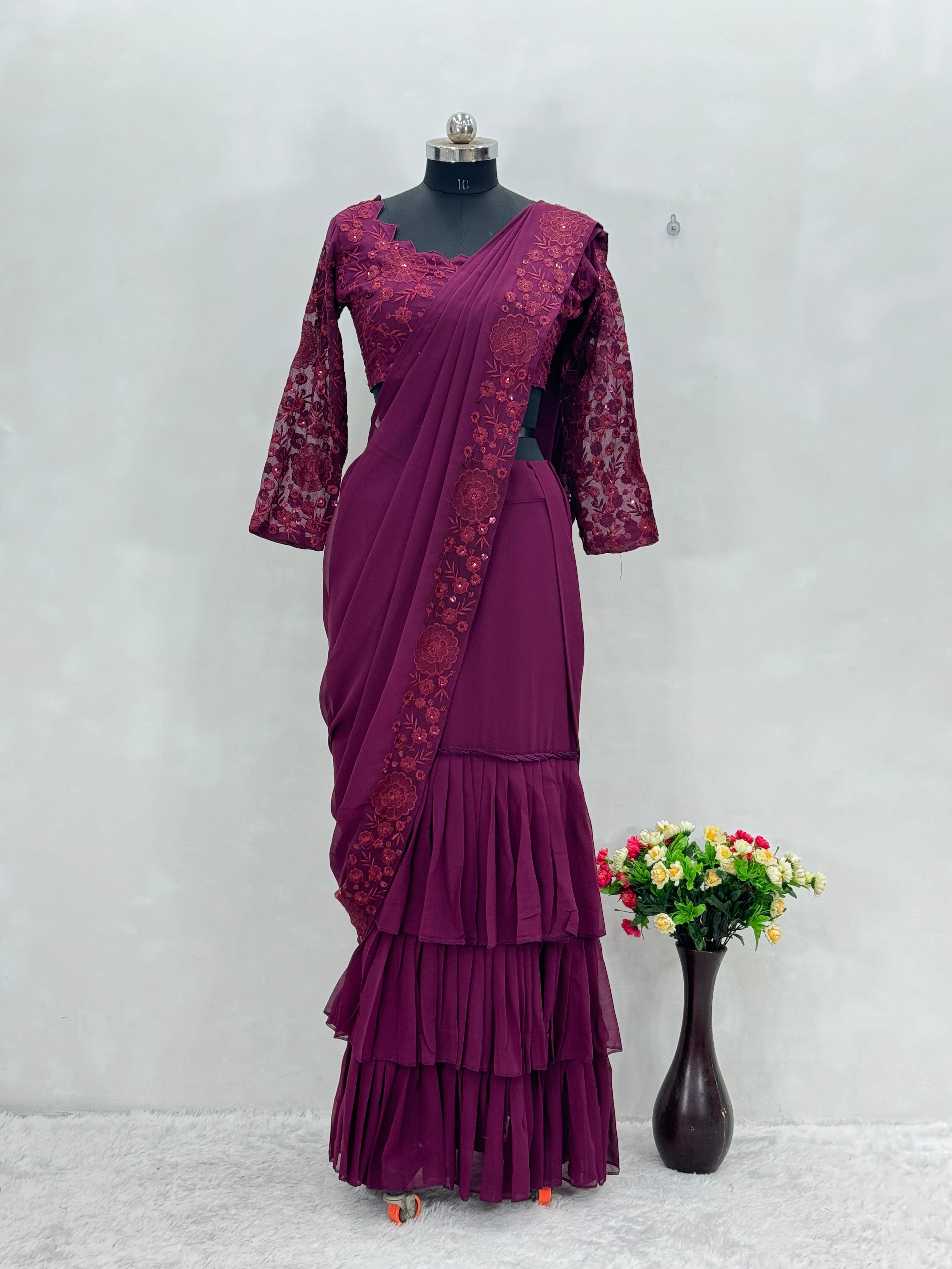 Beautiful Party Wear Ready To Wear Lehenga With Ruffle