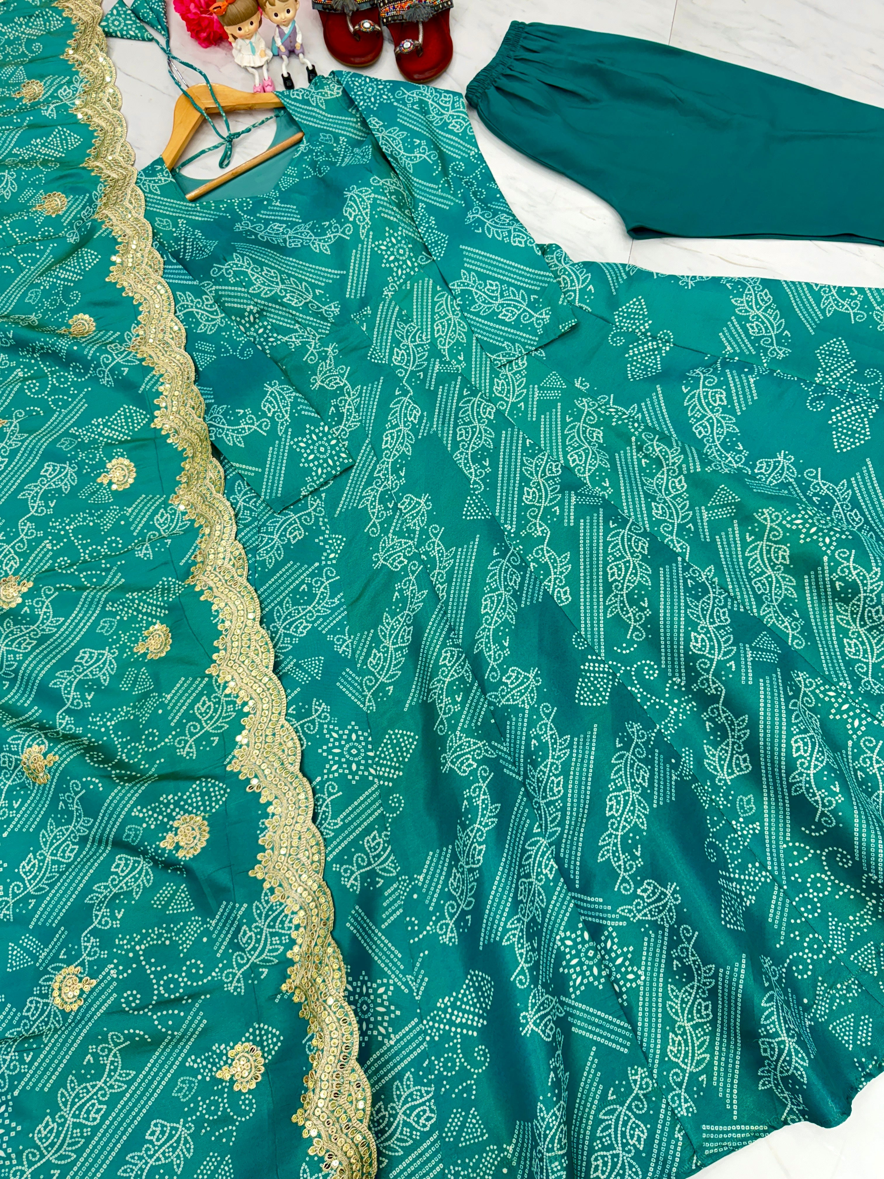 Fancy Anarkali Gown, Dupatta & Bottom Set
