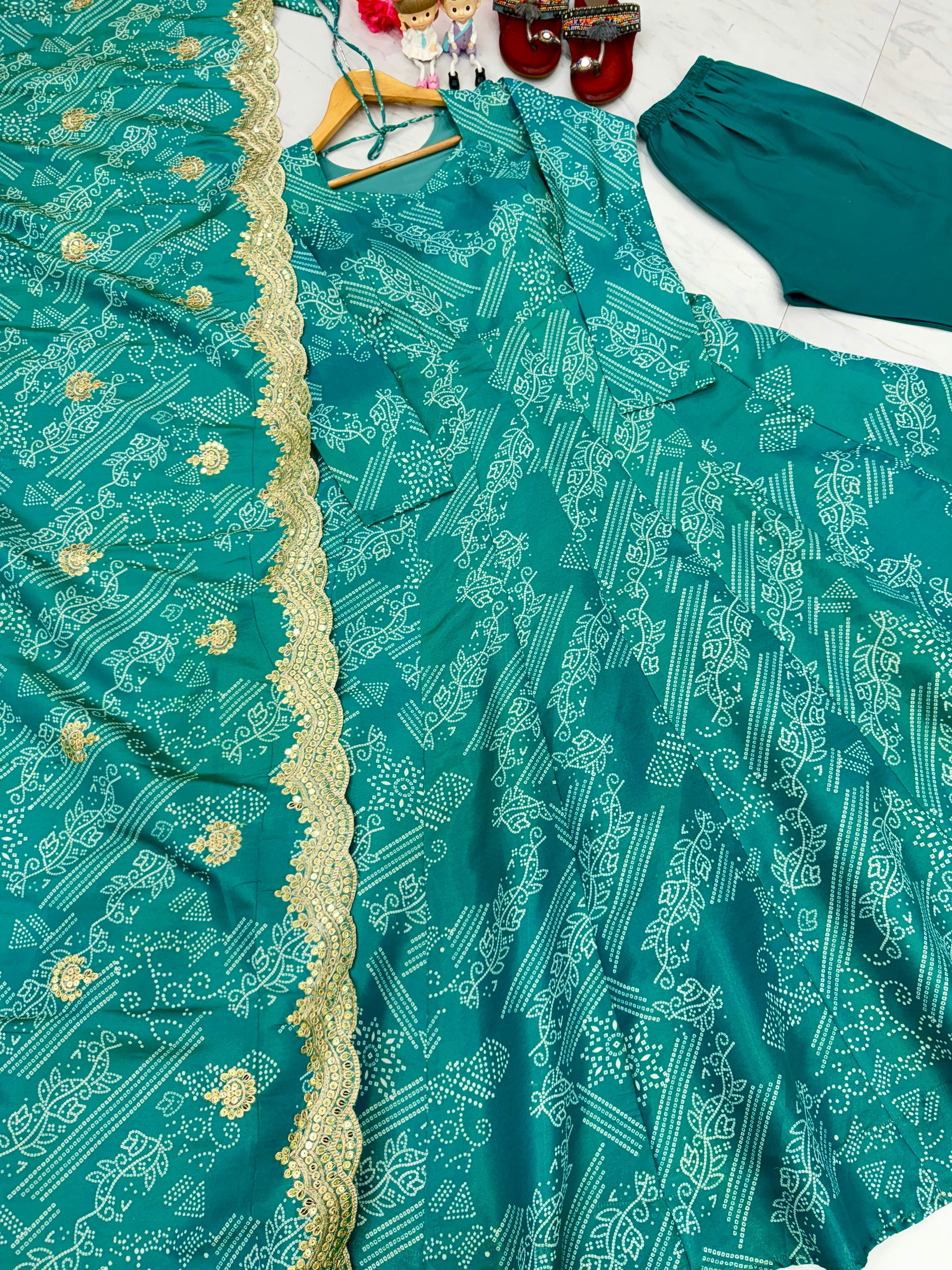 Fancy Anarkali Gown, Dupatta & Bottom Set