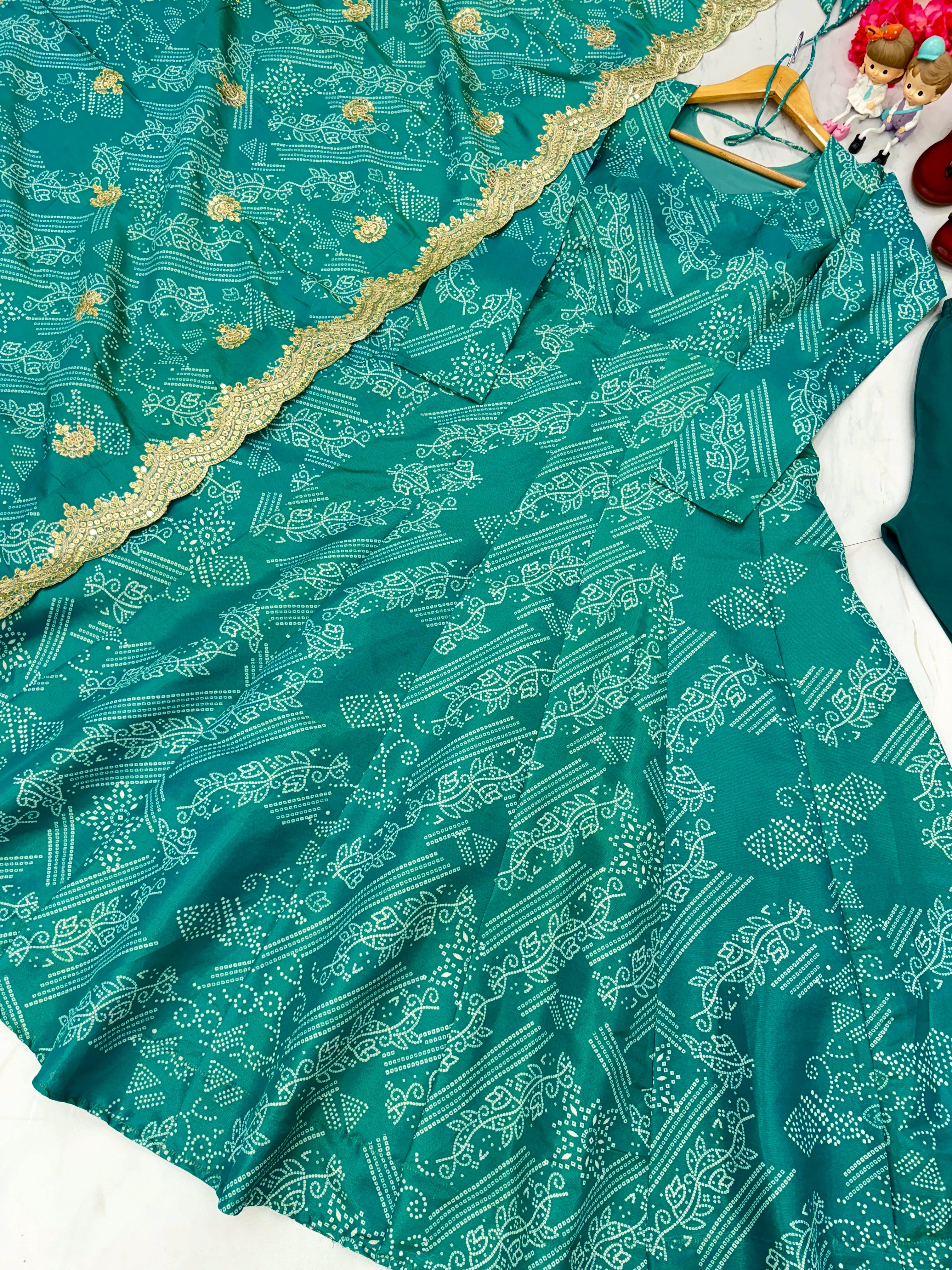 Fancy Anarkali Gown, Dupatta & Bottom Set