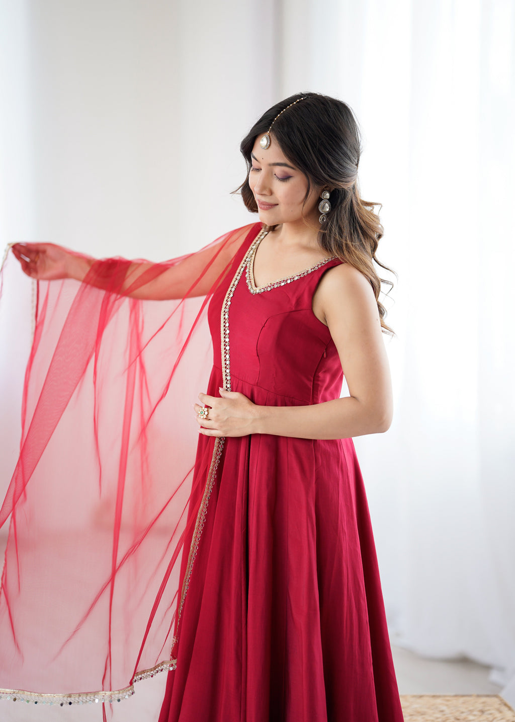 Party Wear Look Designer Gown-Bottom And Dupatta