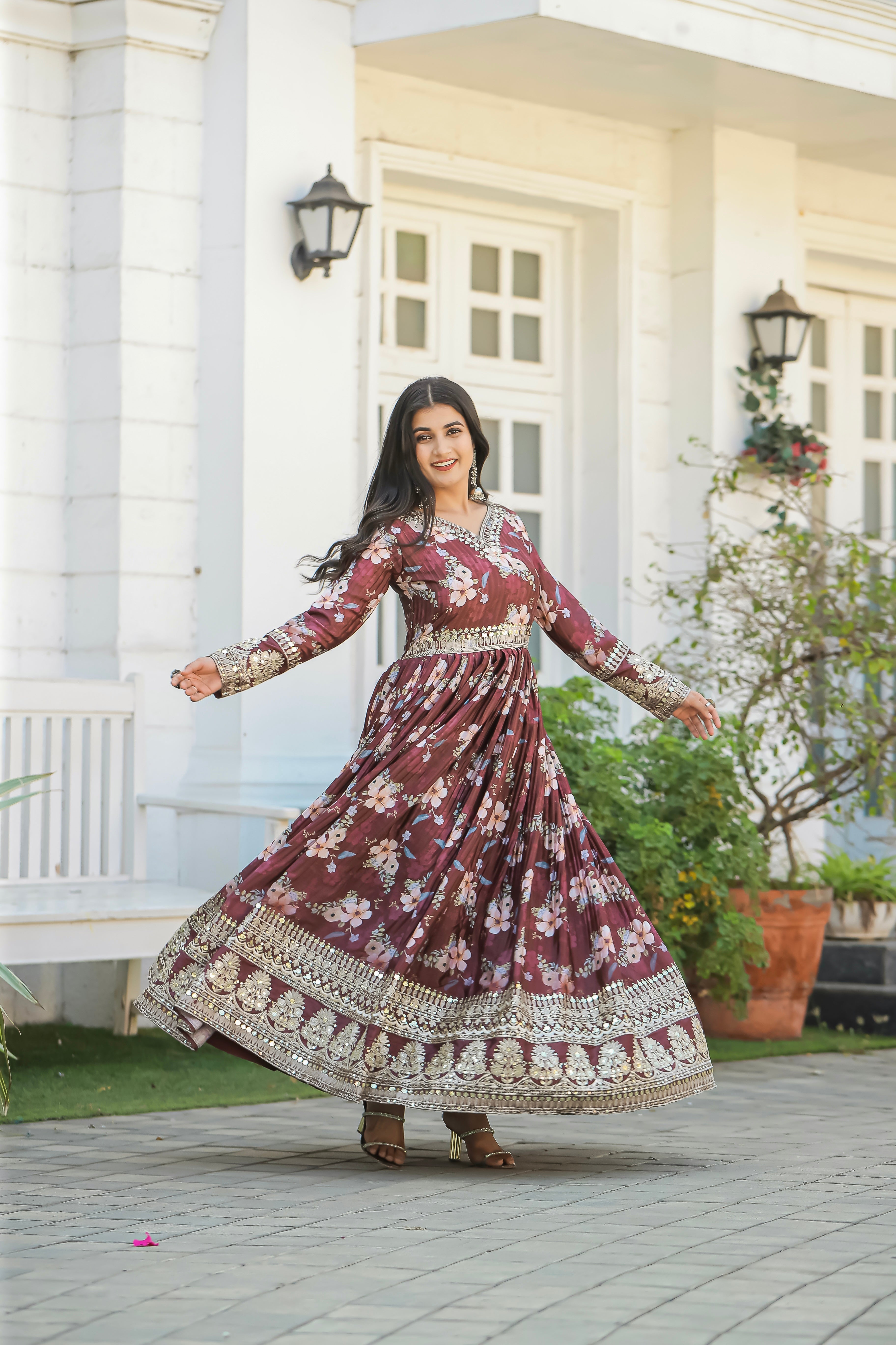 Party Wear Look Gown With Bottom & Dupatta Set