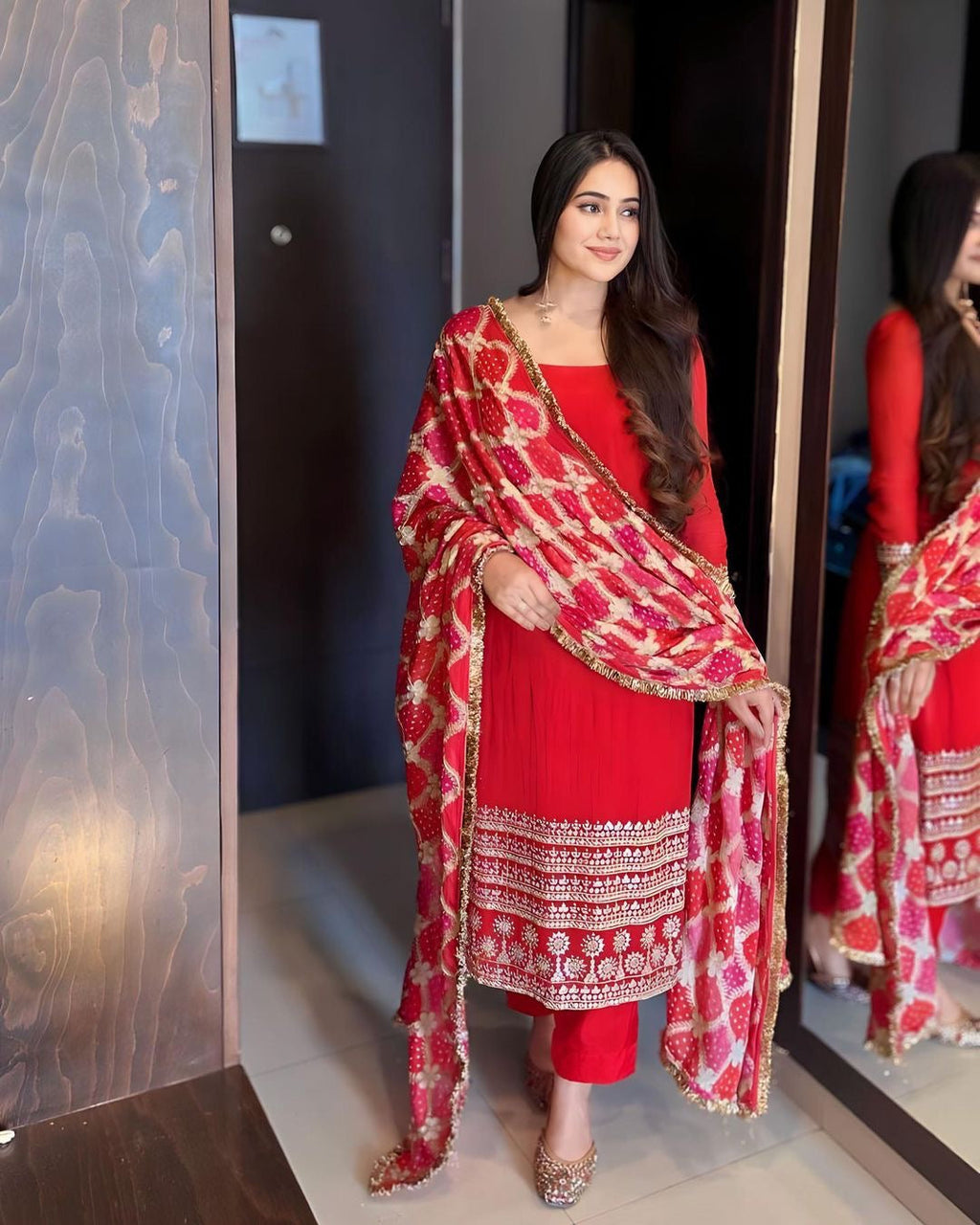 Beautiful Party Wear Top Bottom And Dupatta With Embroidery Work