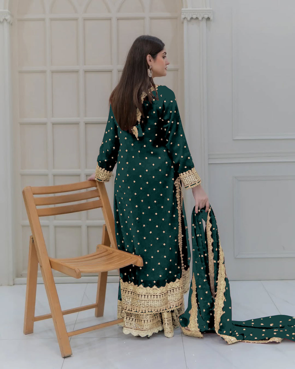 Designer Look Top-Dupatta And Bottom With Heavy Embroidery Sequence Work