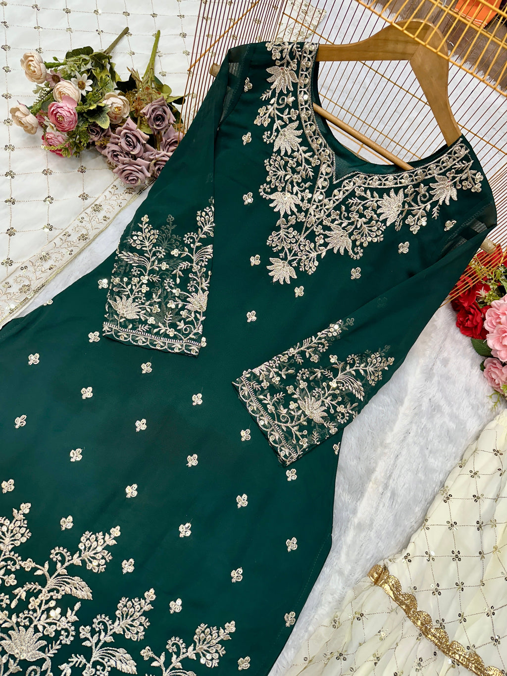 Designer Party Wear Suit Set With Heavy Embroidery Work