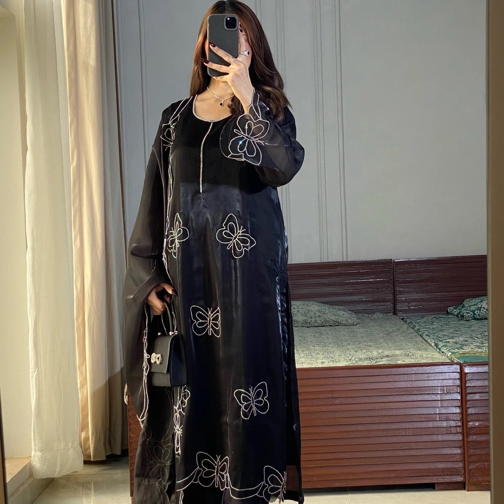 डायमंड वर्क वाला पार्टी वियर डिज़ाइनर सूट सेट