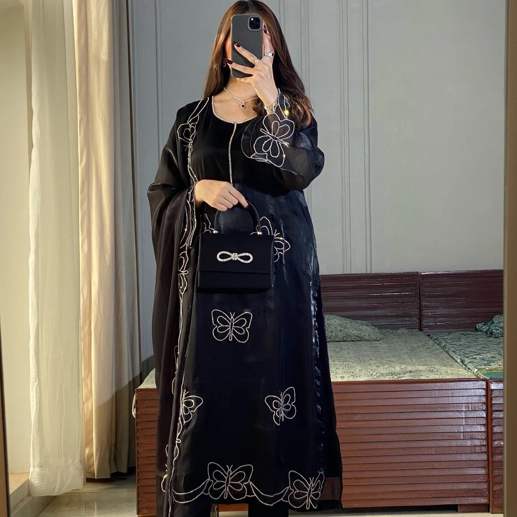 डायमंड वर्क वाला पार्टी वियर डिज़ाइनर सूट सेट