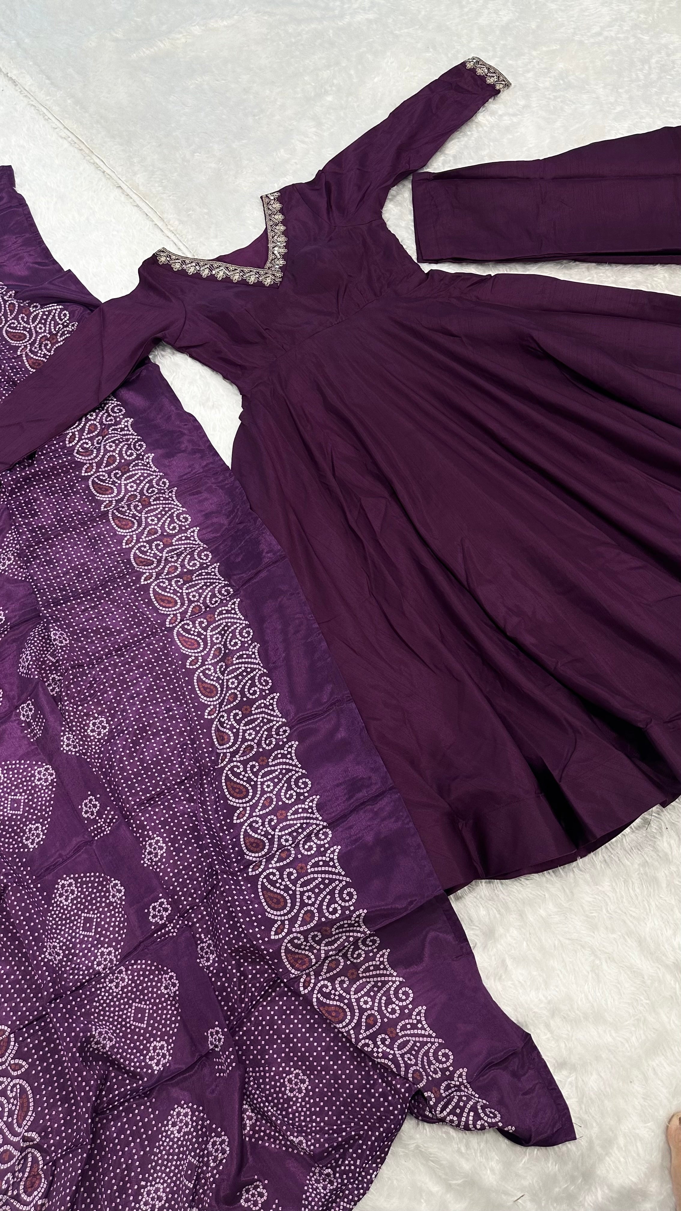 Beautiful Party Wear Anarkali Gown Pent And Dupatta