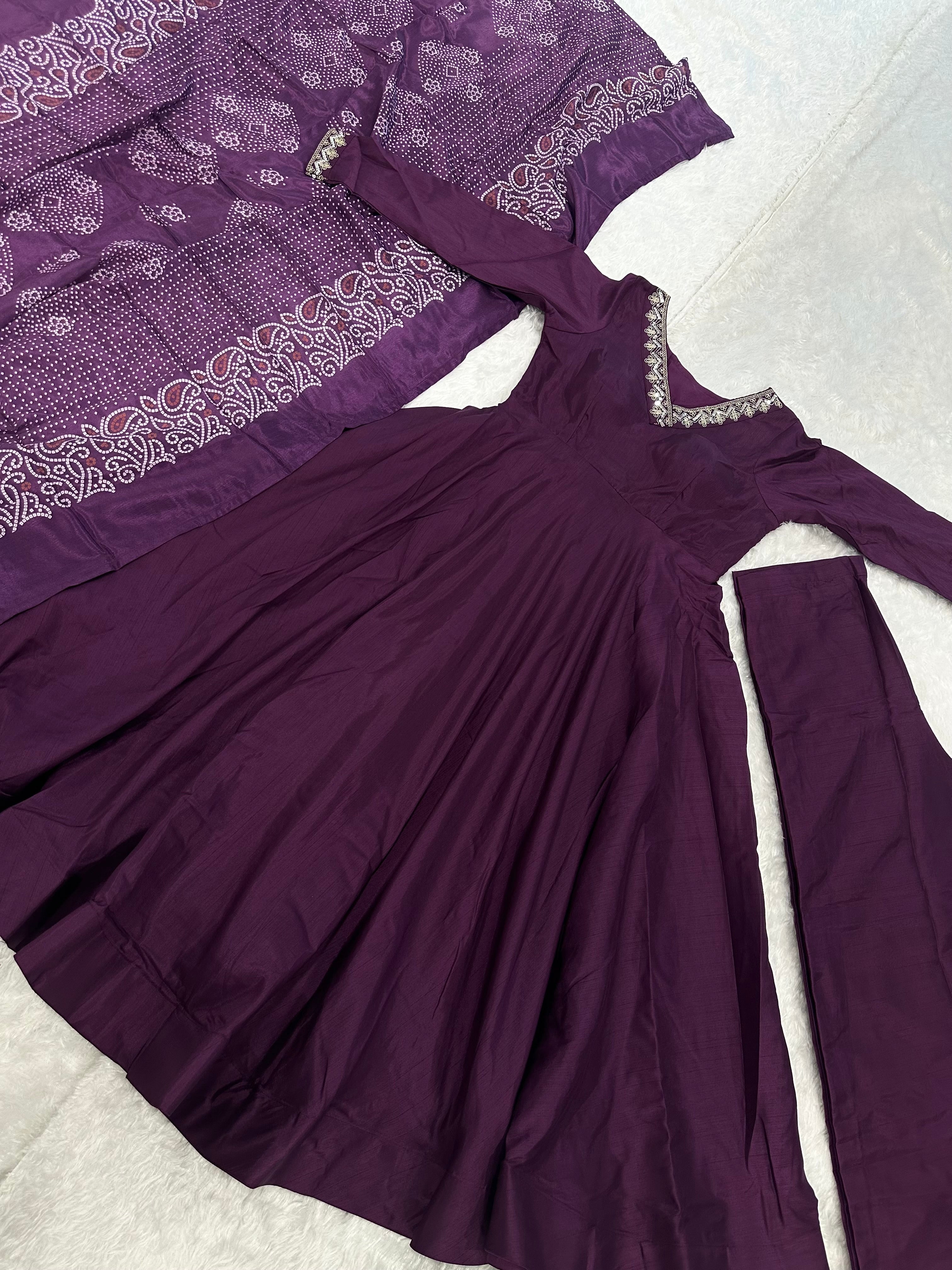Beautiful Party Wear Anarkali Gown Pent And Dupatta