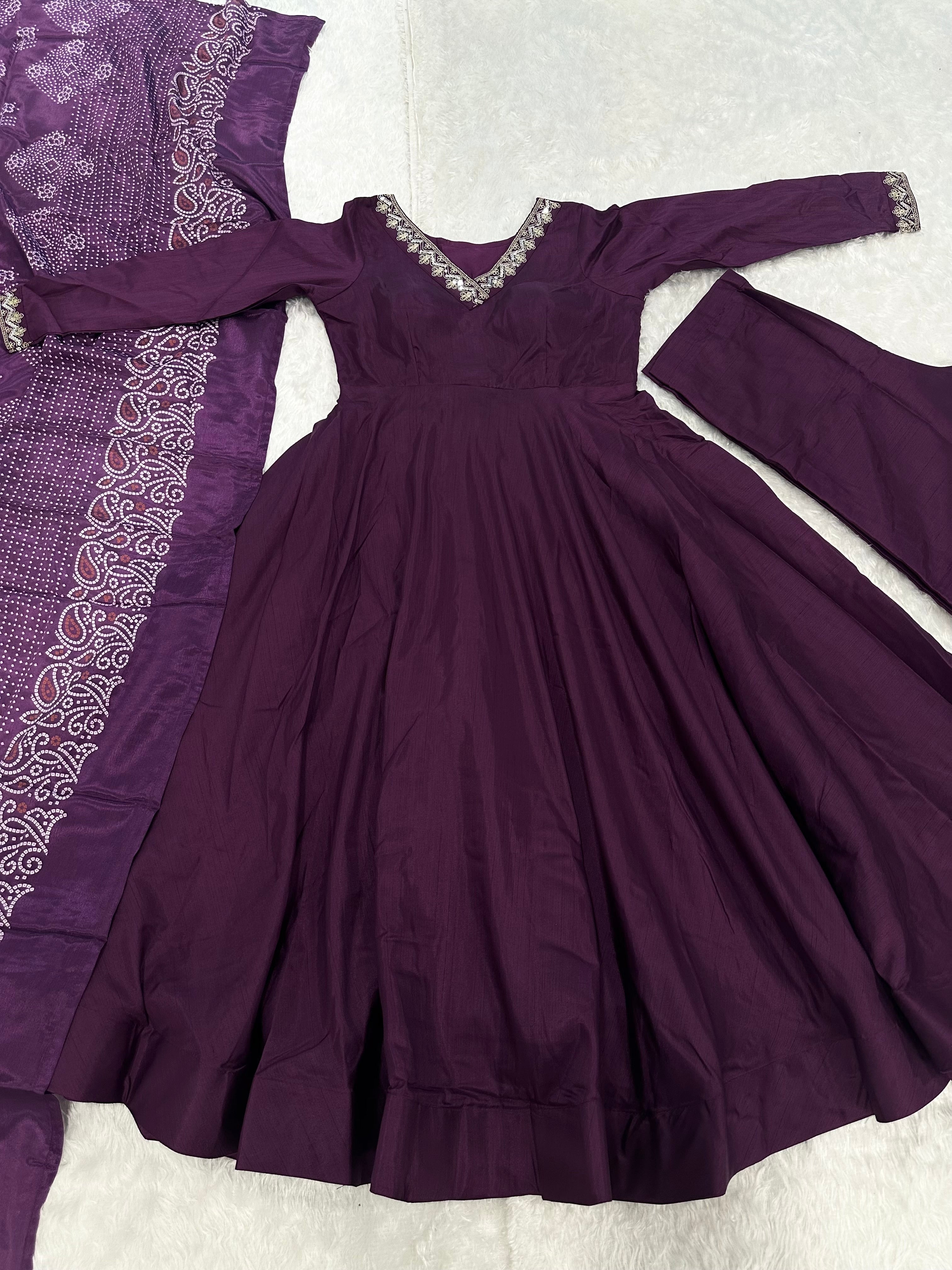 Beautiful Party Wear Anarkali Gown Pent And Dupatta