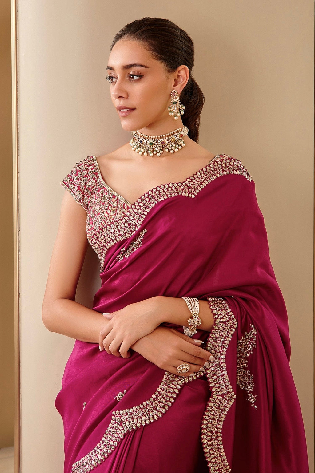 Designer Party Wear Saree With Embroidery Coding & Sequins Work