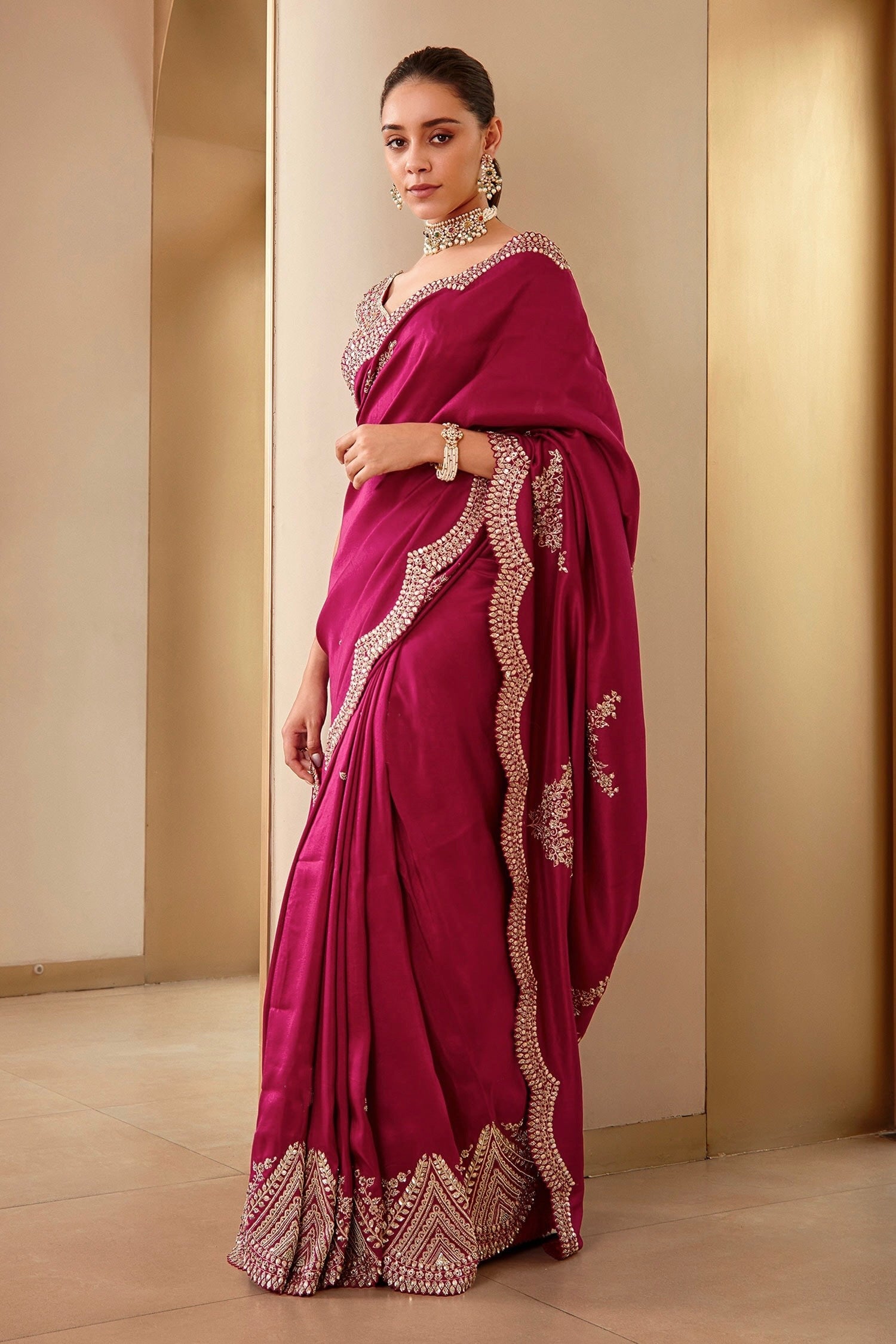 Designer Party Wear Saree With Embroidery Coding & Sequins Work