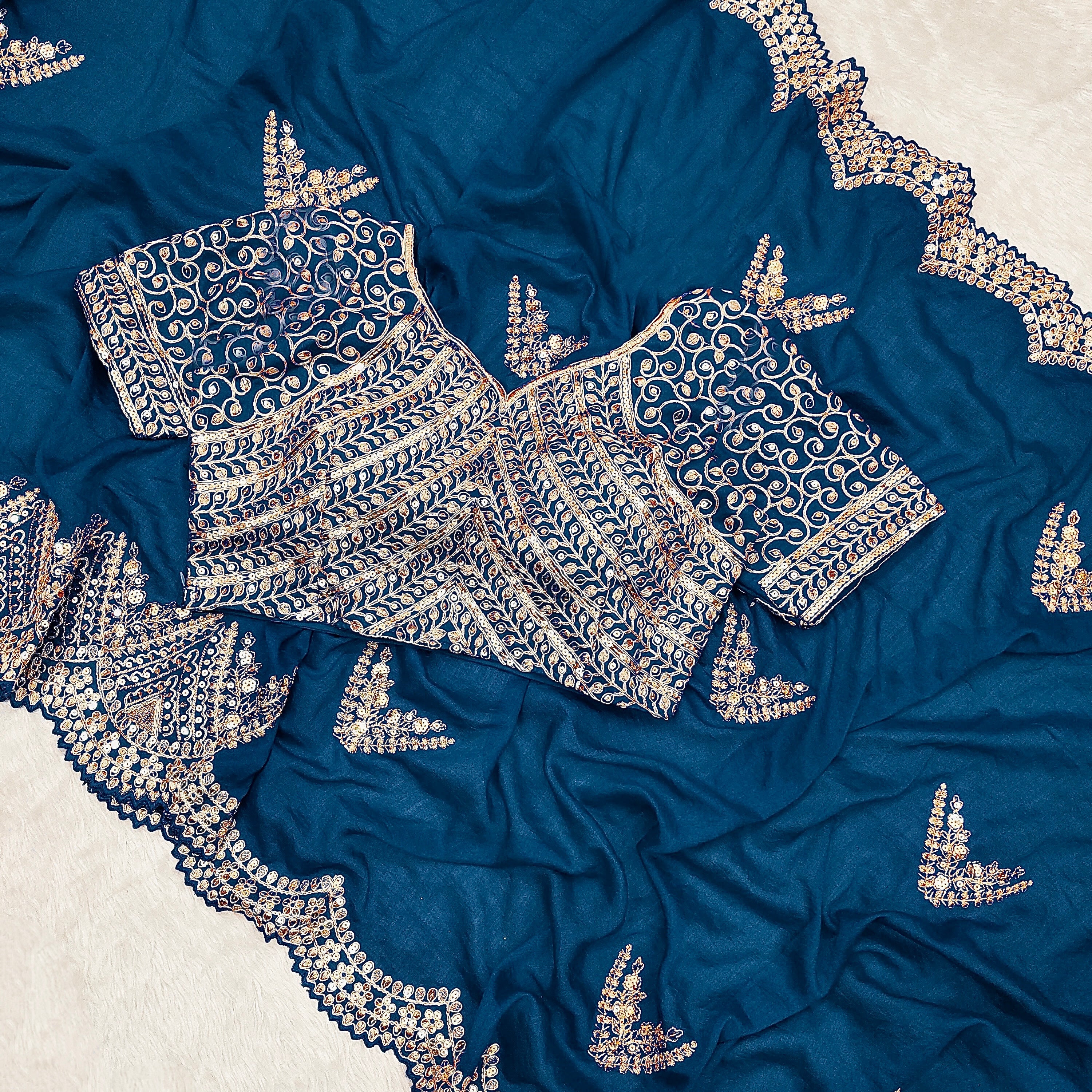 Designer Party Wear Saree With Embroidery Coding & Sequins Work