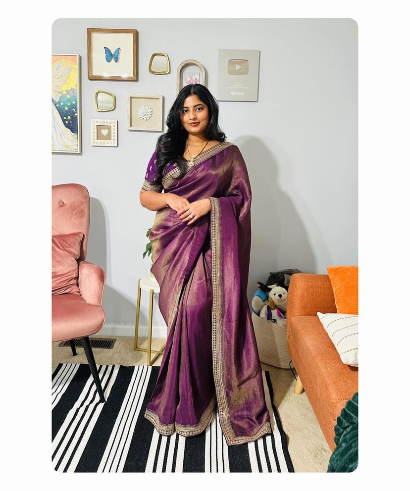 Party Wear Saree With Embroidery Codding & Sequins Work Border