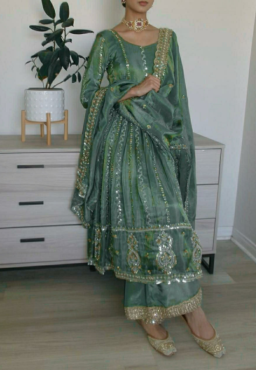 Designer Anarkali Gown, Pent And Beautiful Dupatta