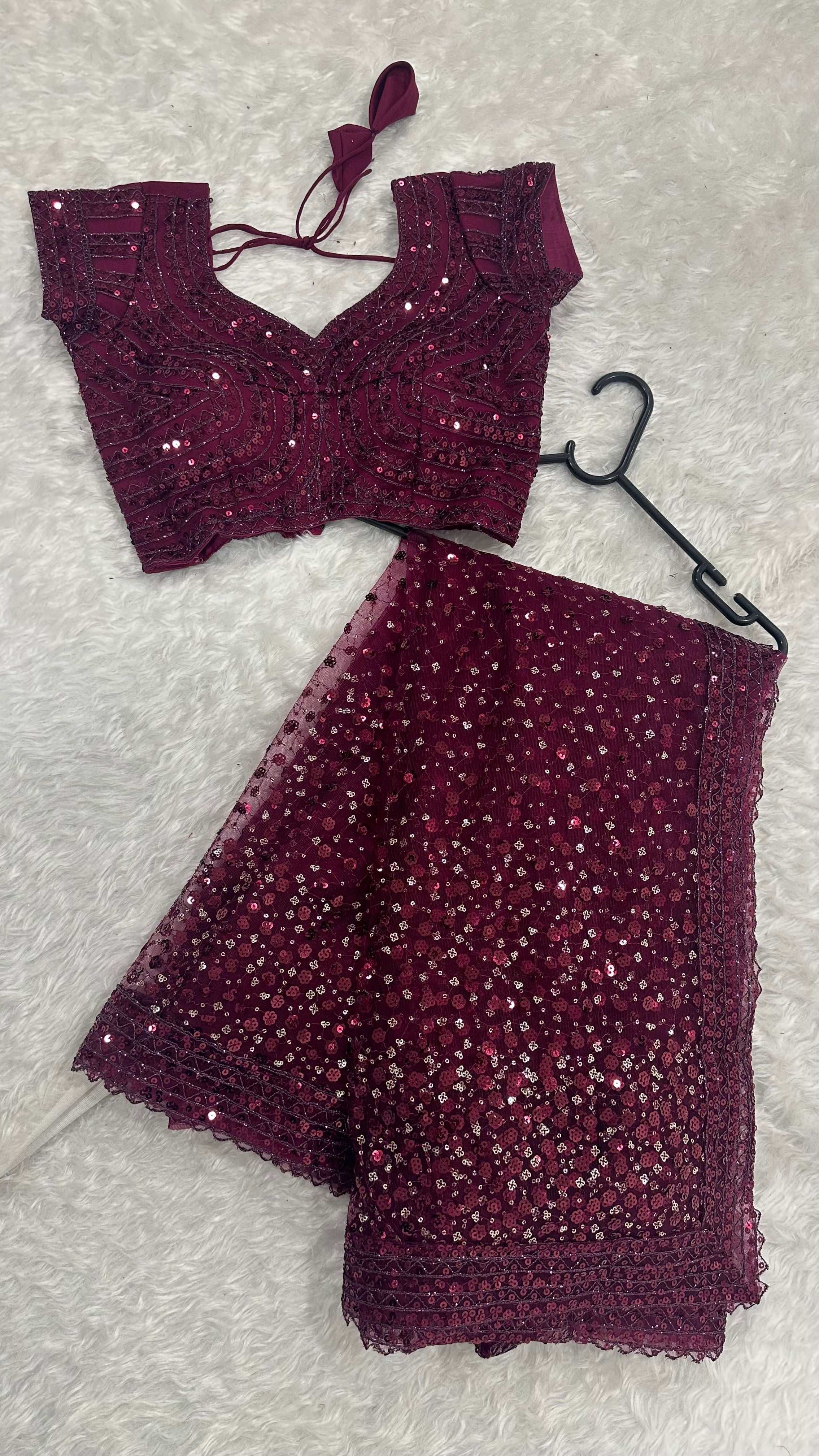 Party Wear Beautiful Saree With Sequins & Dori Work