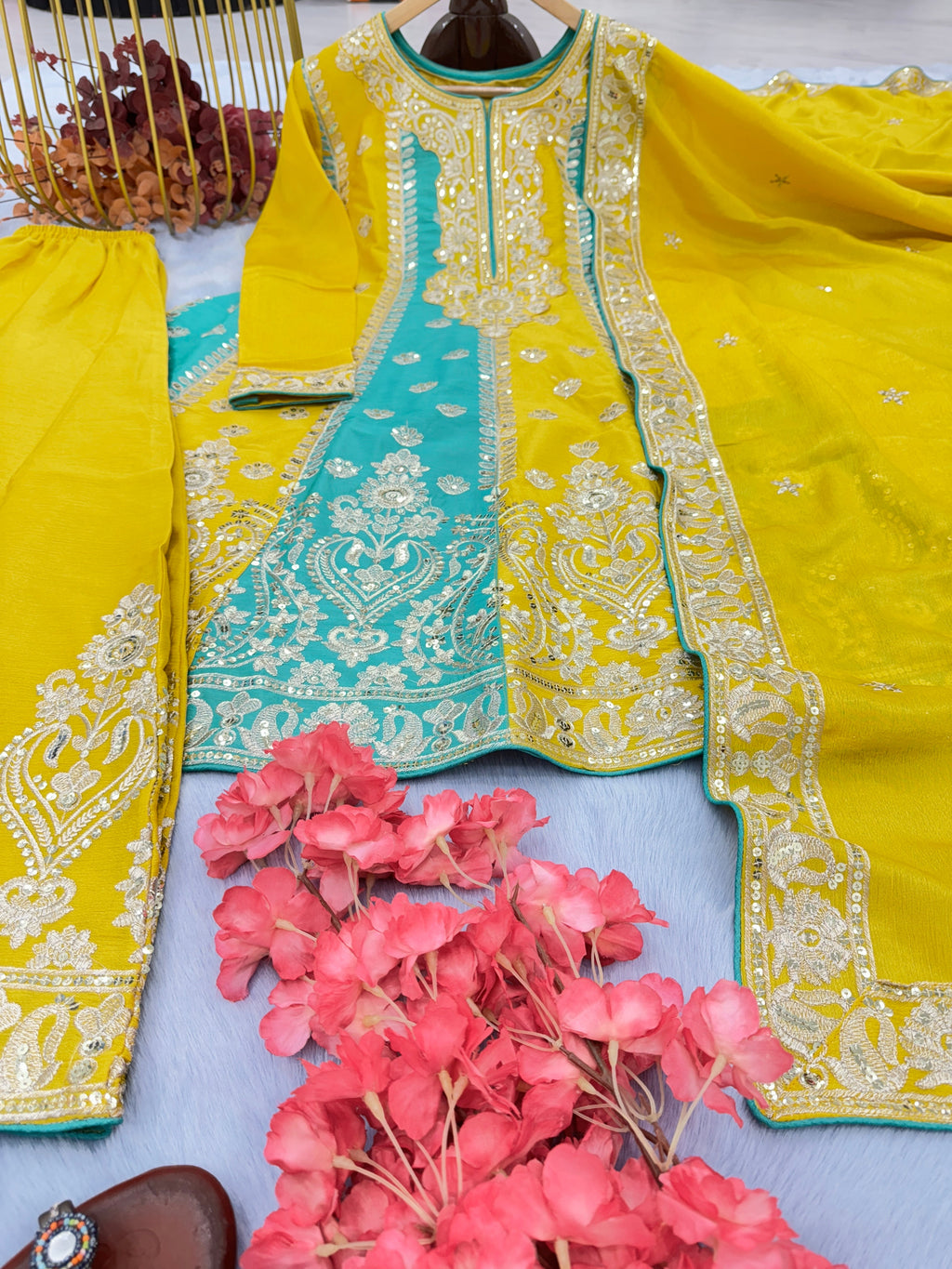 Designer Party Wear Look Top Plazzo & Dupatta Set