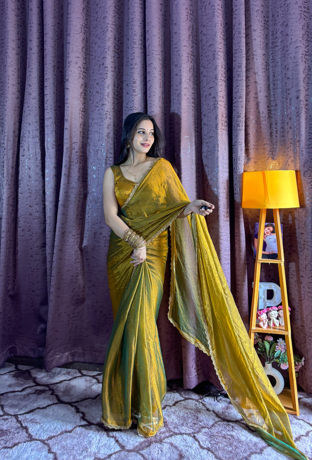 Party Wear Designer Saree With Beads Hand Pipe Work