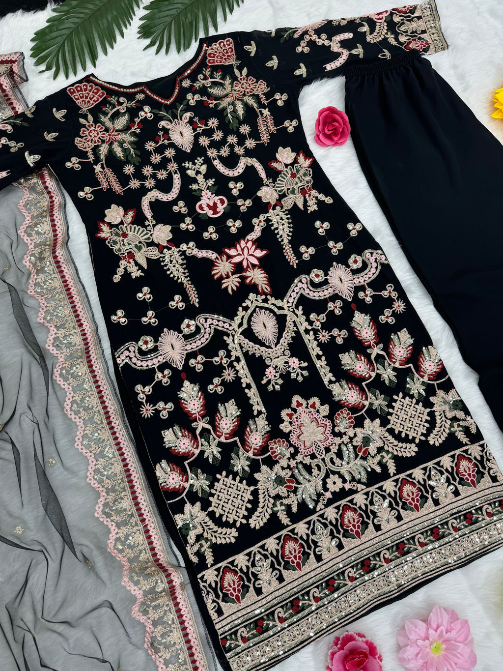 Party Wear Designer Top Pent And Dupatta With Sequence Work