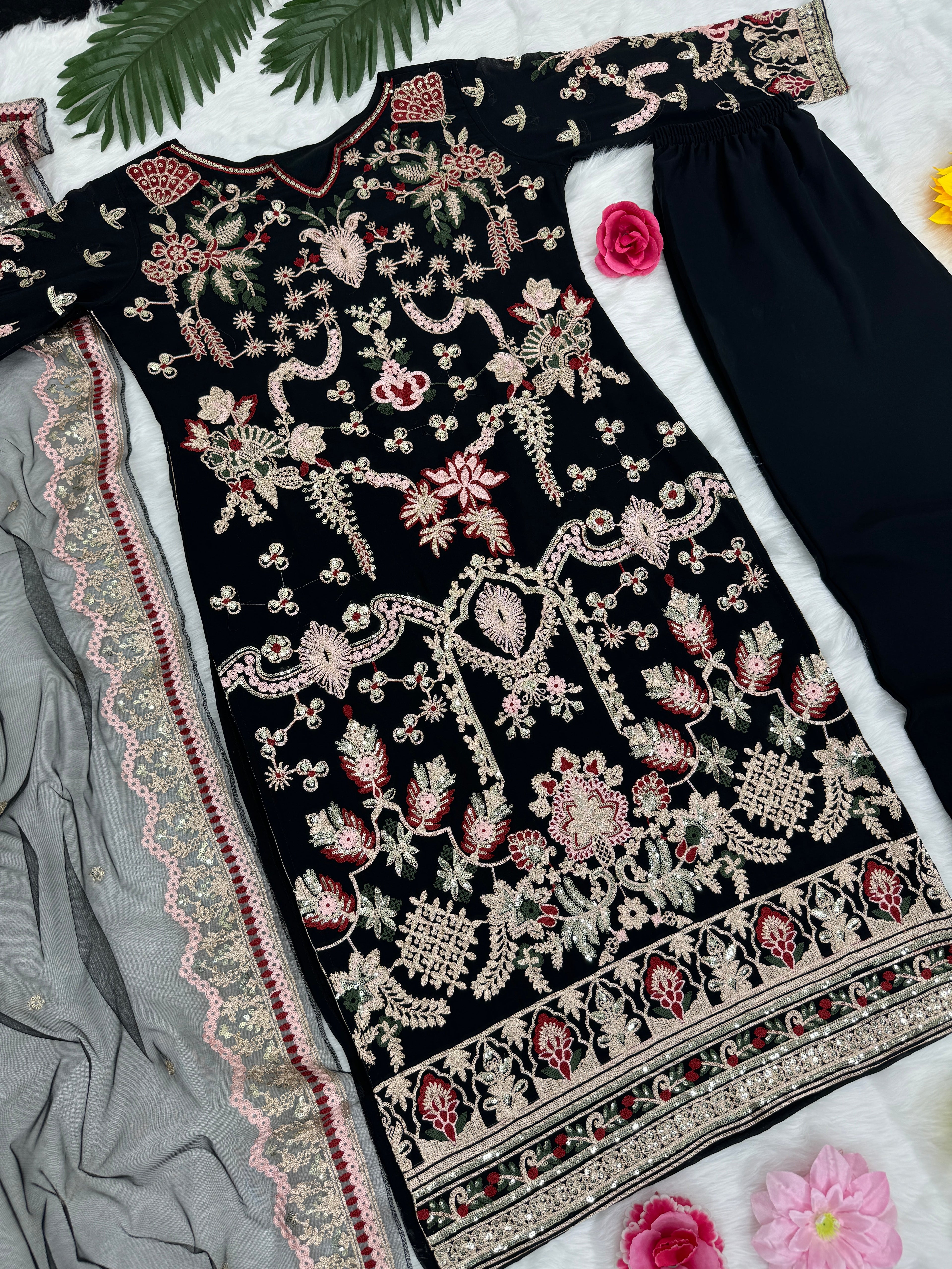 Party Wear Designer Top Pent And Dupatta With Sequence Work