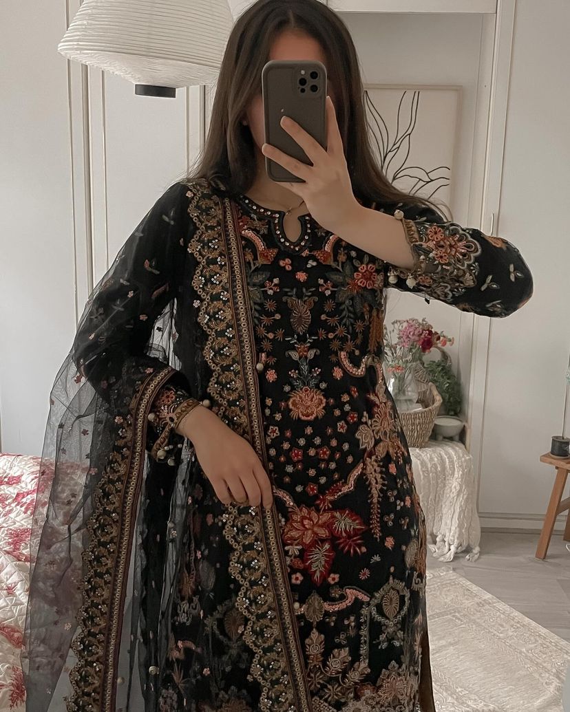 Party Wear Designer Top Pent And Dupatta With Sequence Work