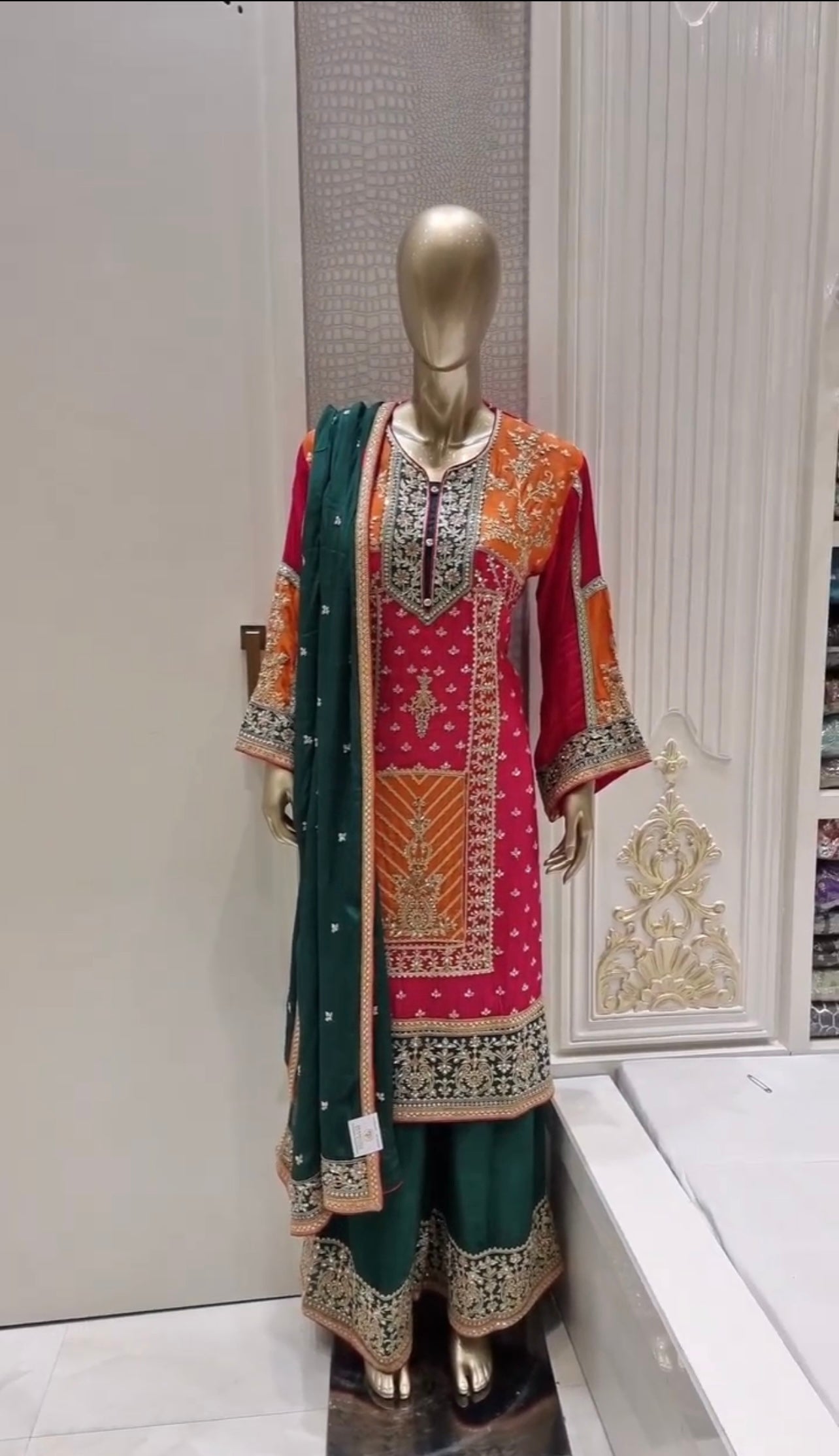 Designer Party Wear Look Top Plazzo & Dupatta Set