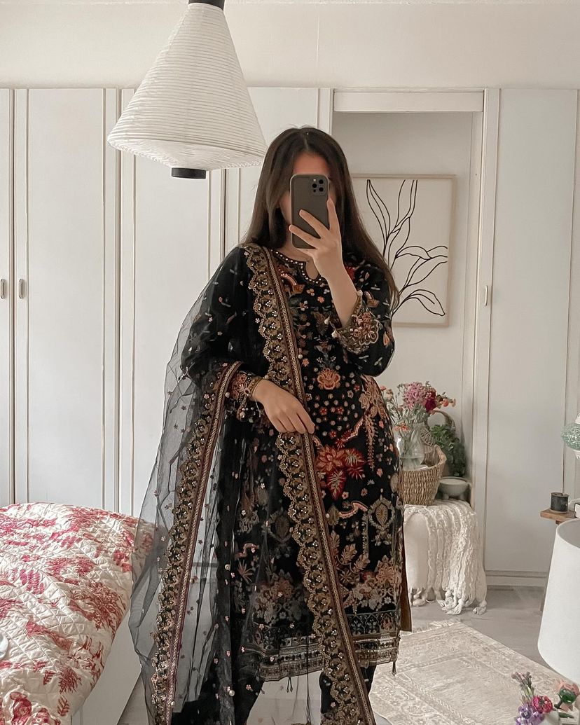 Party Wear Designer Top Pent And Dupatta With Sequence Work