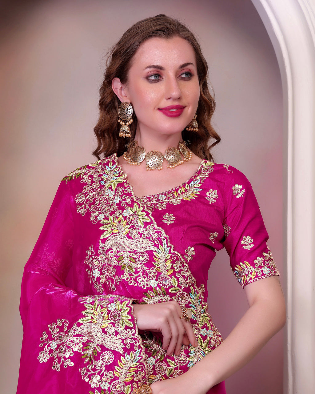 Party Wear Designer Saree With Embroidery Work
