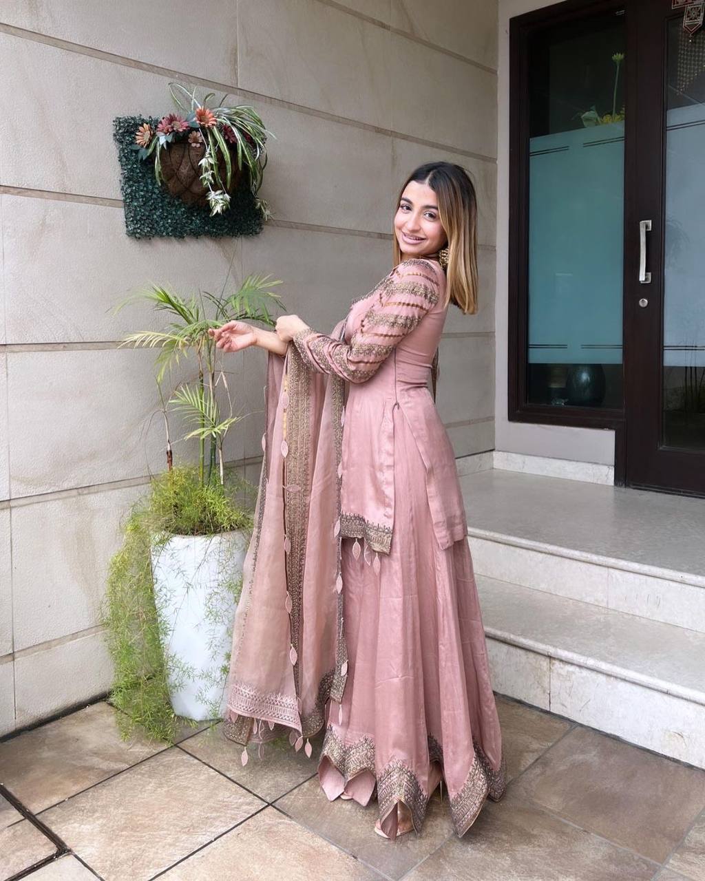 Designer Party Wear Look New Sharara Palzo With Heavy Embroidery