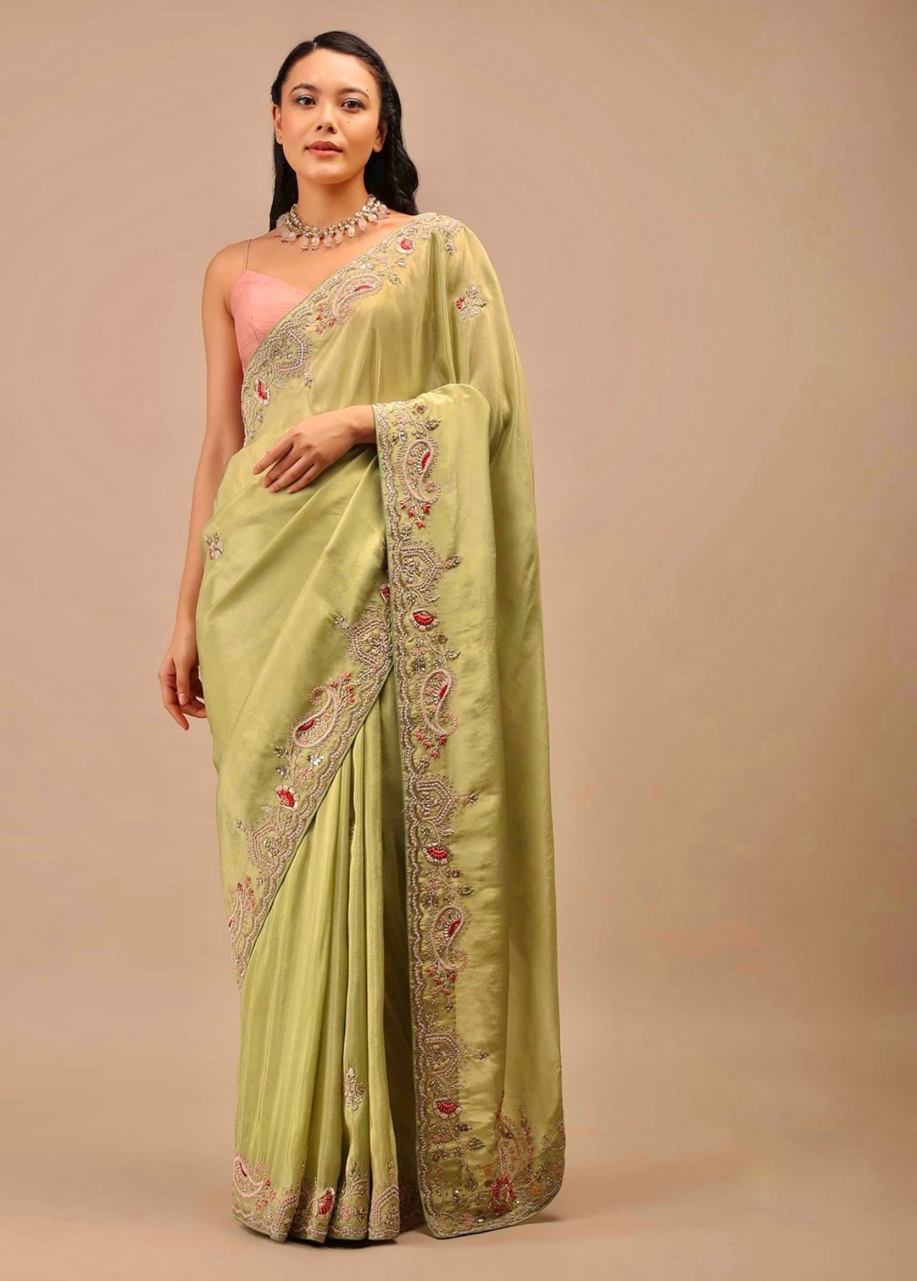 Party Wear Saree With Embroidery Codding Multi Treads & Sequins Work