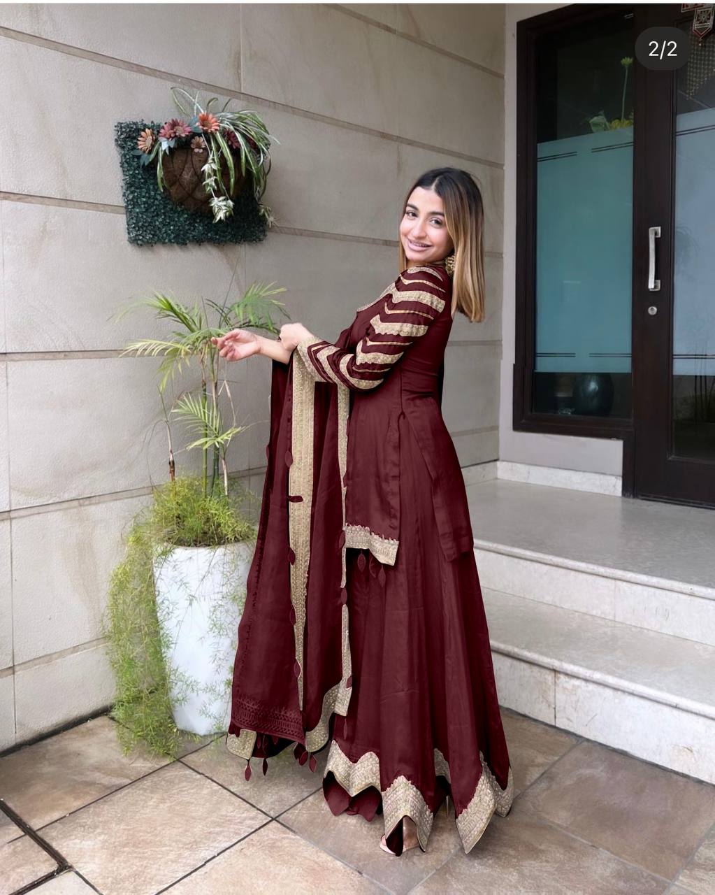 Designer Party Wear Look New Sharara Palzo With Heavy Embroidery