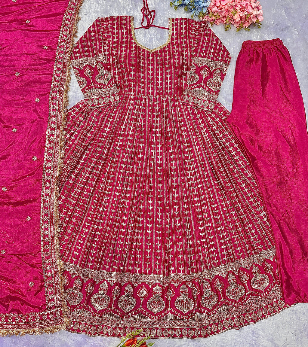 Designer Party Wear Look Anarkali Gown, Pent And Dupatta