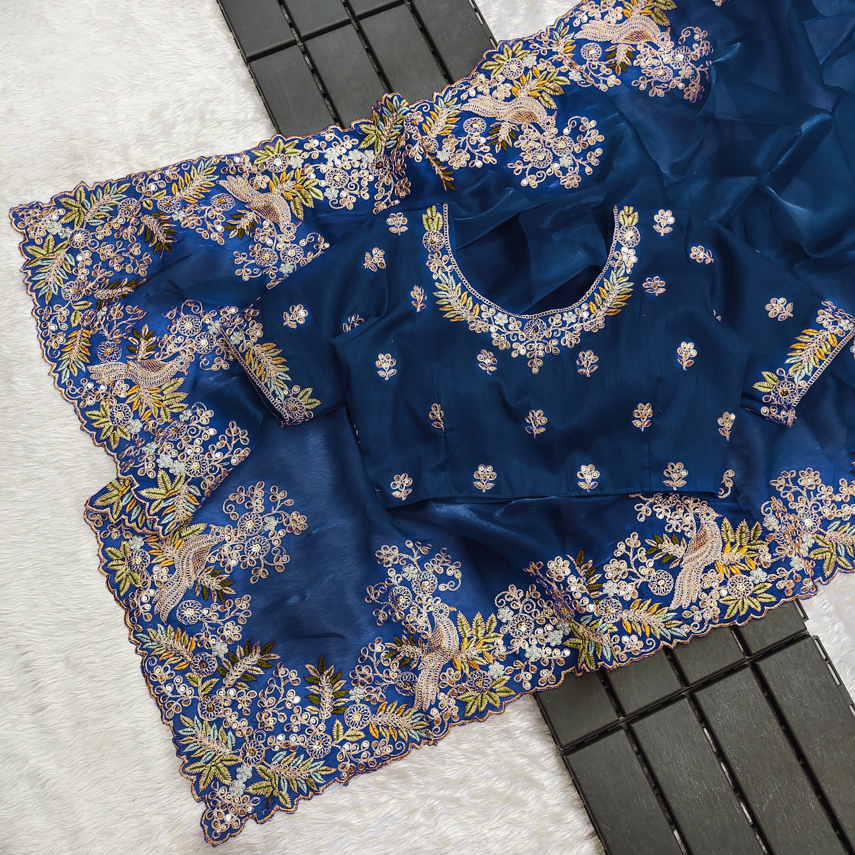Party Wear Designer Saree With Embroidery Work