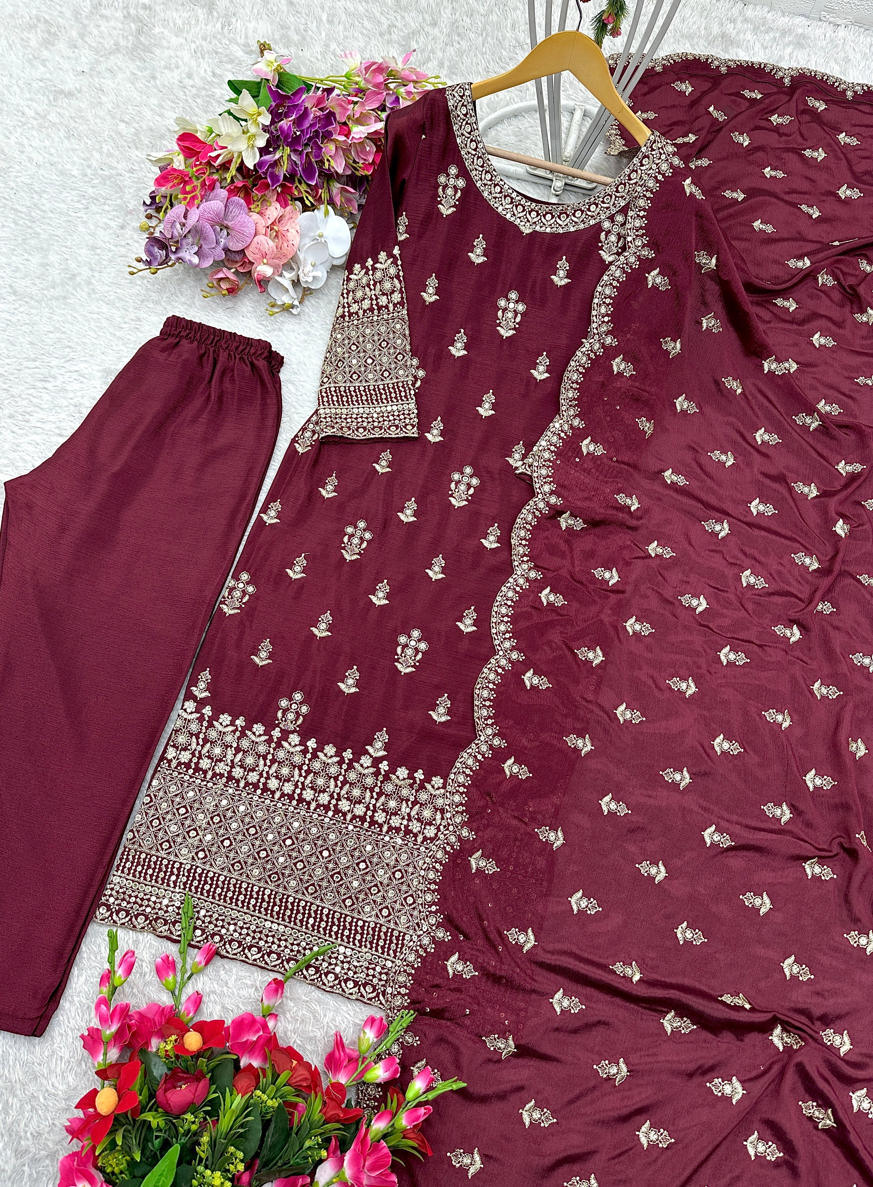Beautiful Party Wear Top-Pent And Dupatta
