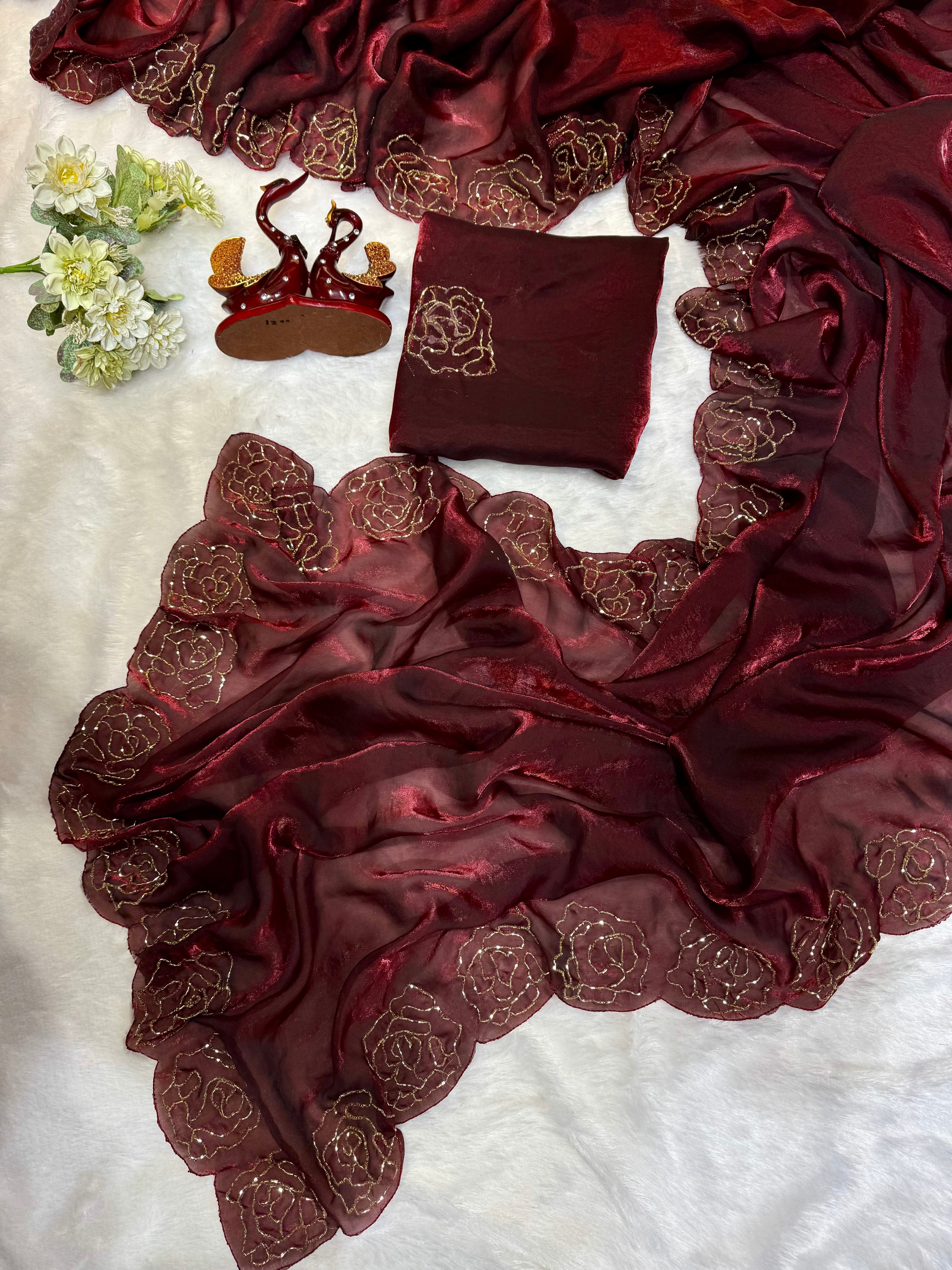 Trending Designer Saree With Beautiful Katdana Handwork