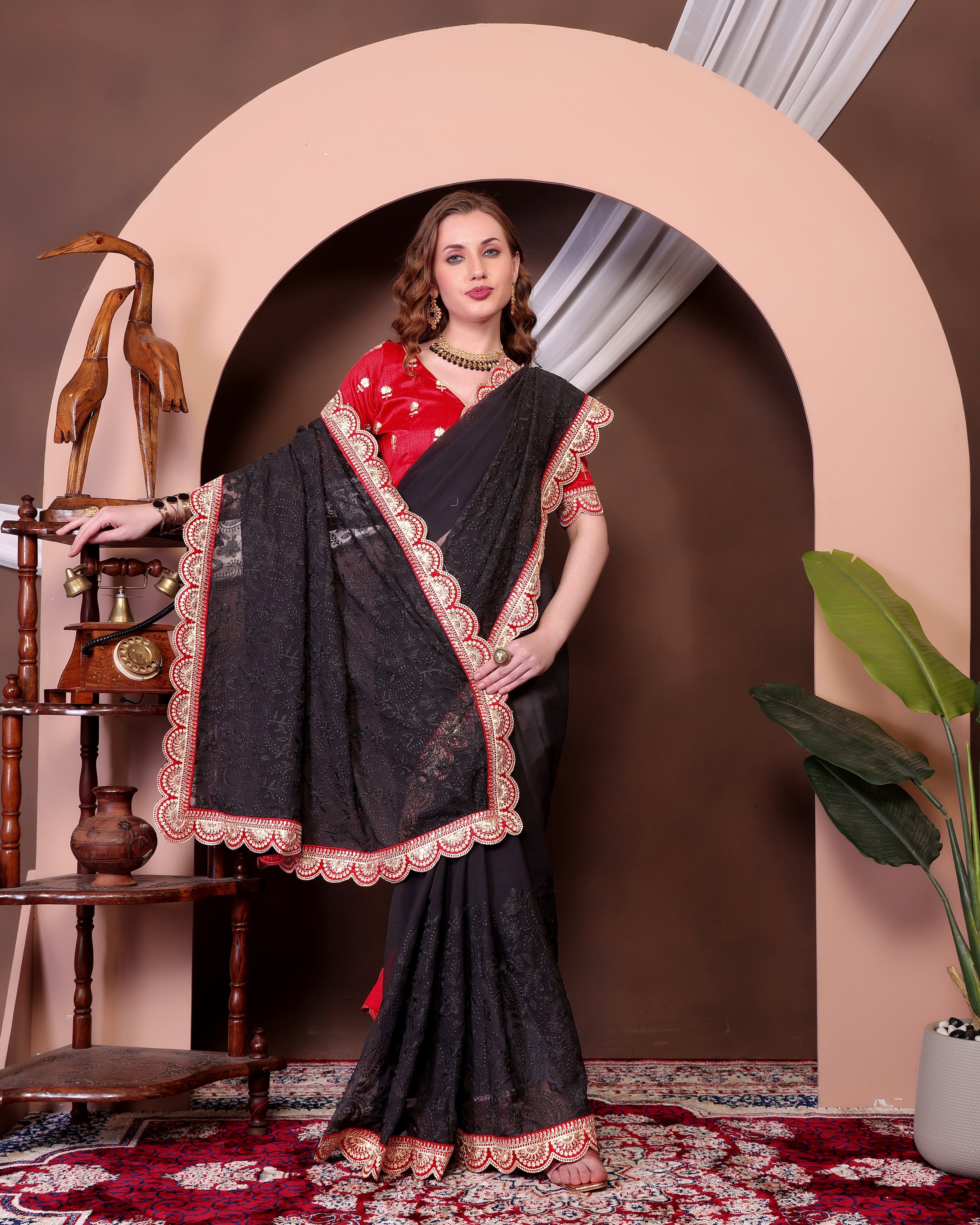 Party Wear Beautiful Saree With Embroidery Sequins Work