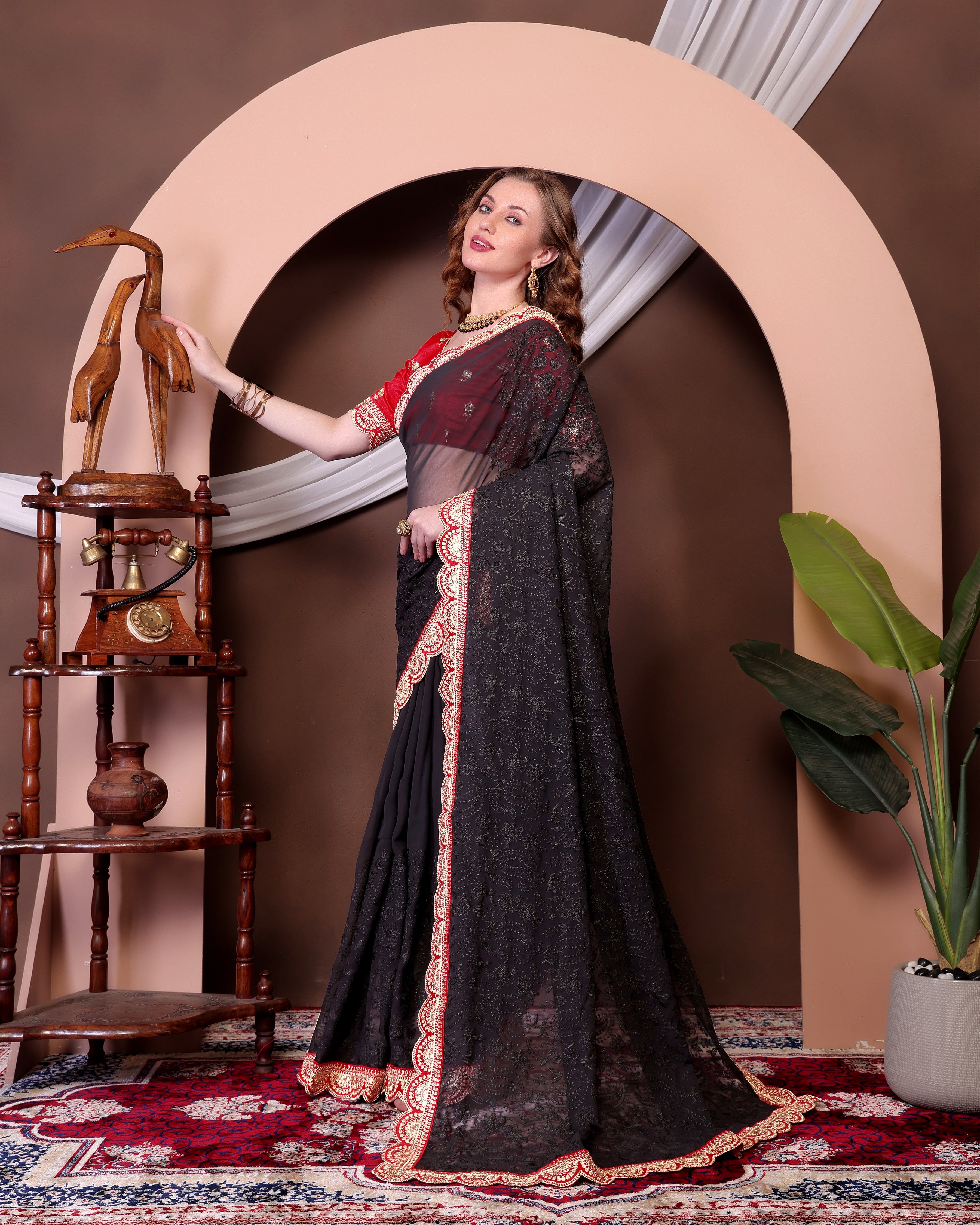 Party Wear Beautiful Saree With Embroidery Sequins Work