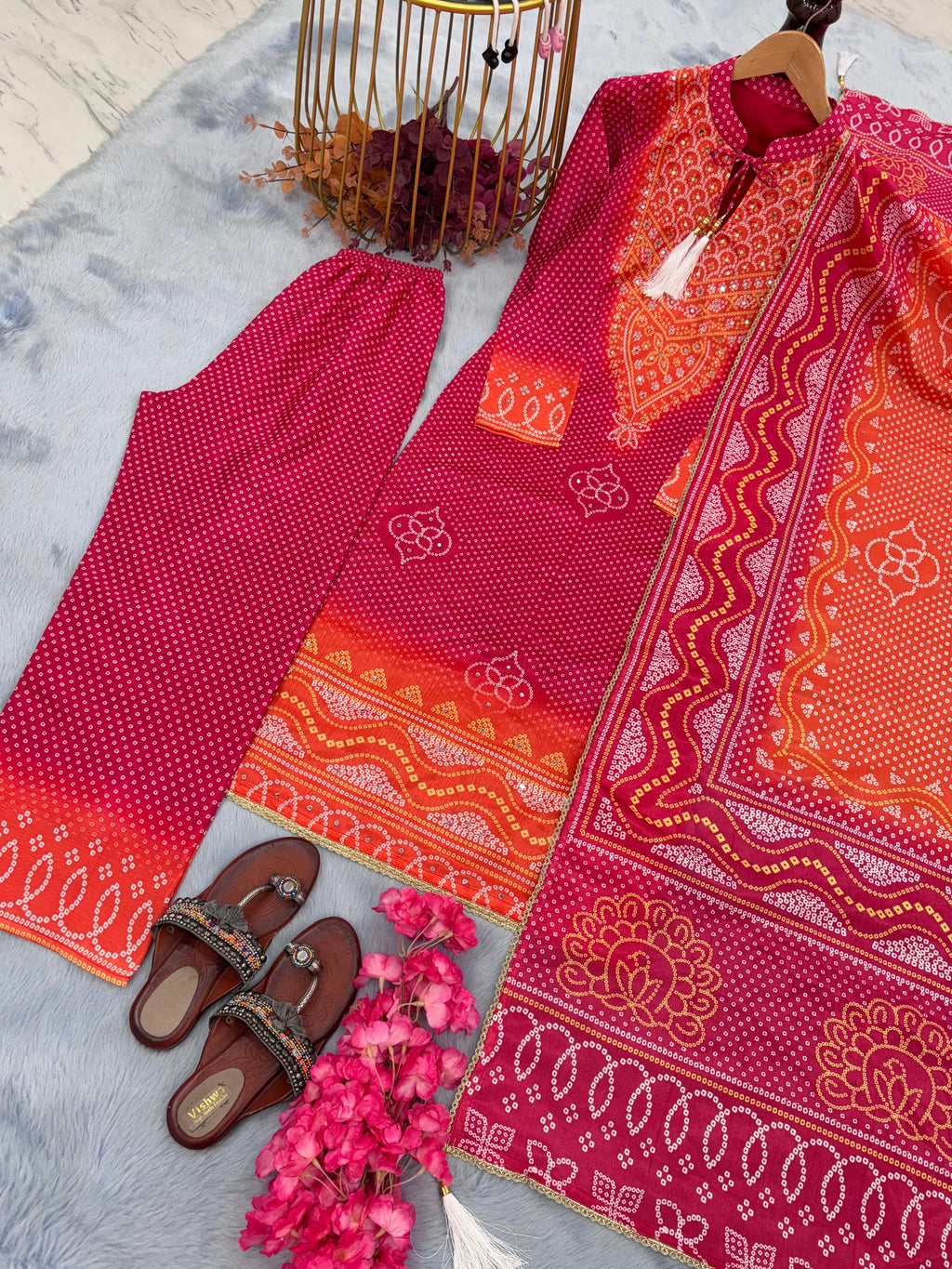 Designer Party Wear Look Pure Chinon Silk Top Plazzo & Dupatta Set
