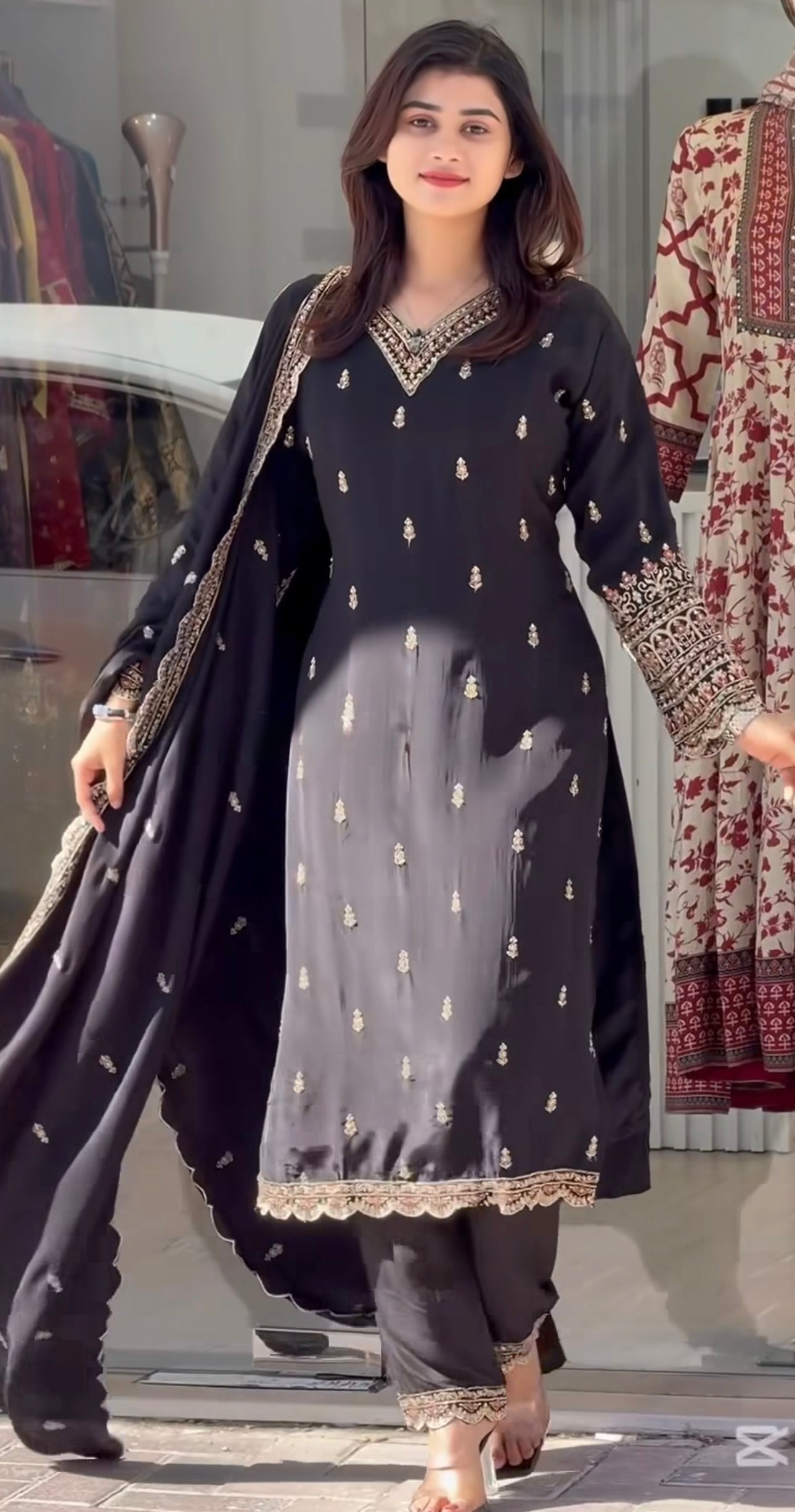 Beautiful Top-Plazo And Dupatta With Heavy Embroidery Sequence Work