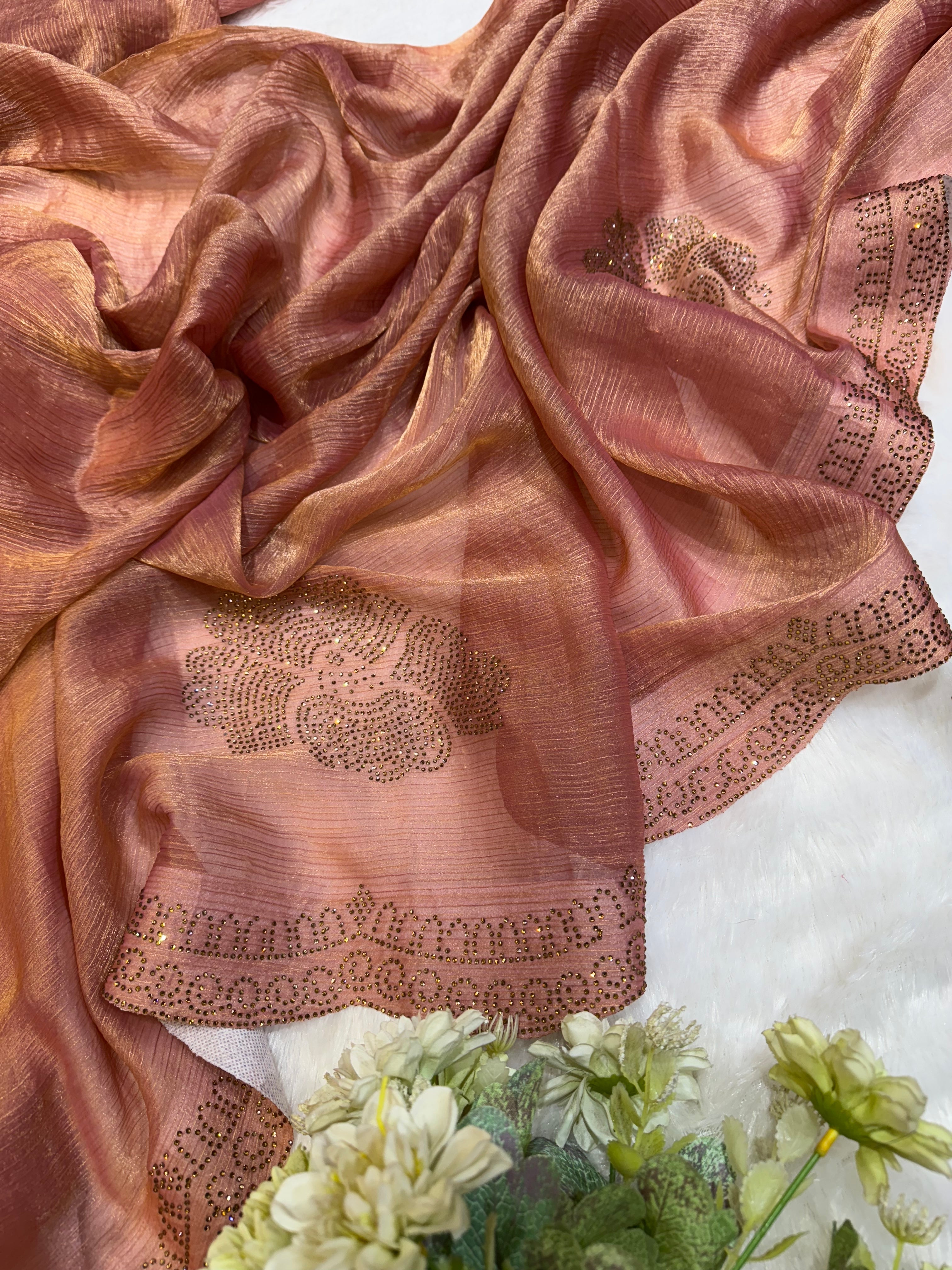 Designer Party Wear Look Saree With Beautiful Diamond work