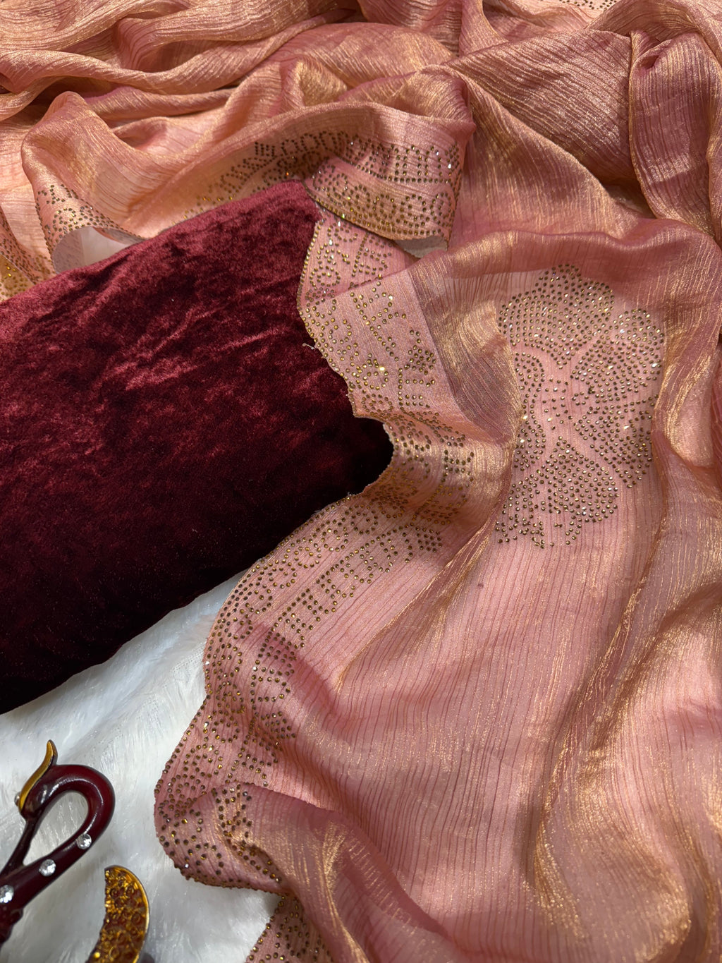 Designer Party Wear Look Saree With Beautiful Diamond work