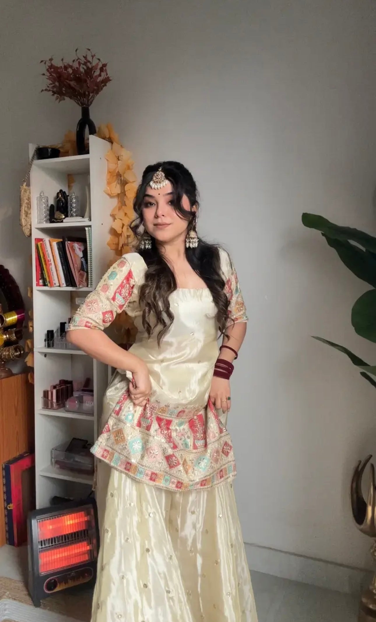 Beautiful Top-Gharara And Dupatta With Embroidery Sequence Work