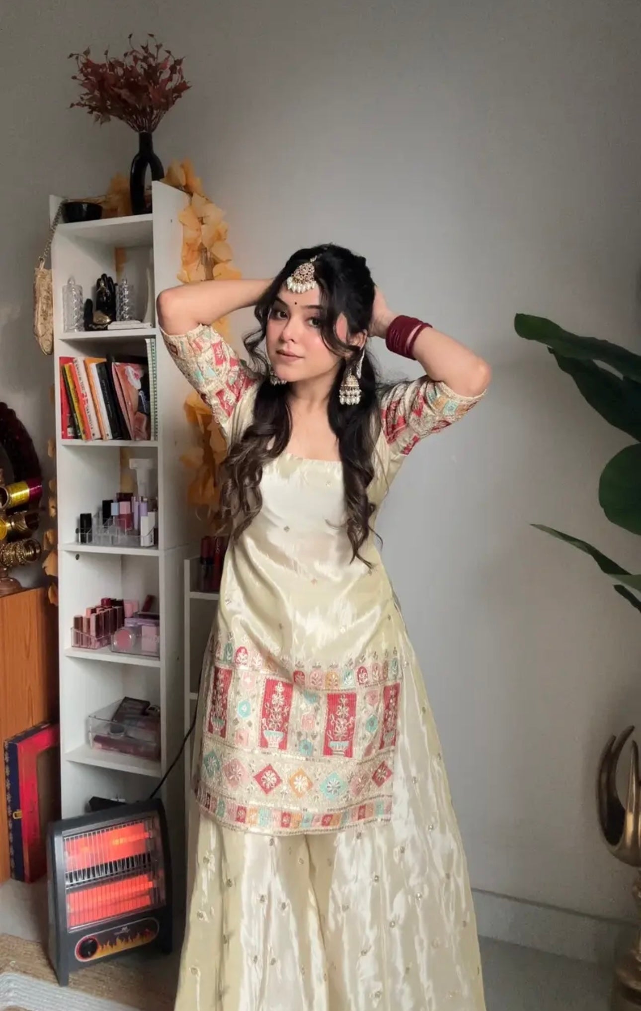 Beautiful Top-Gharara And Dupatta With Embroidery Sequence Work